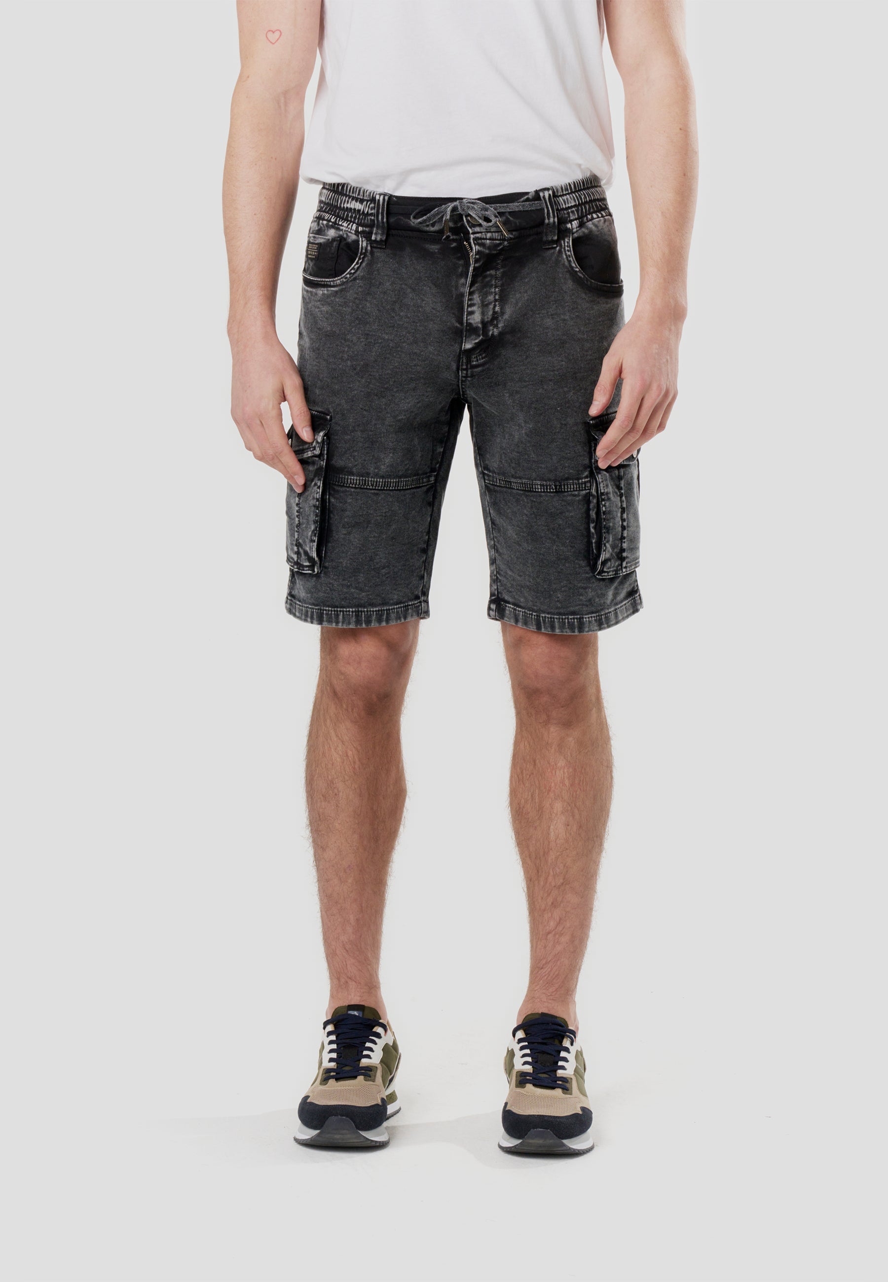 Bermuda Hombre Cargo Denim Jogger Negro – Koroshi 2611PS90