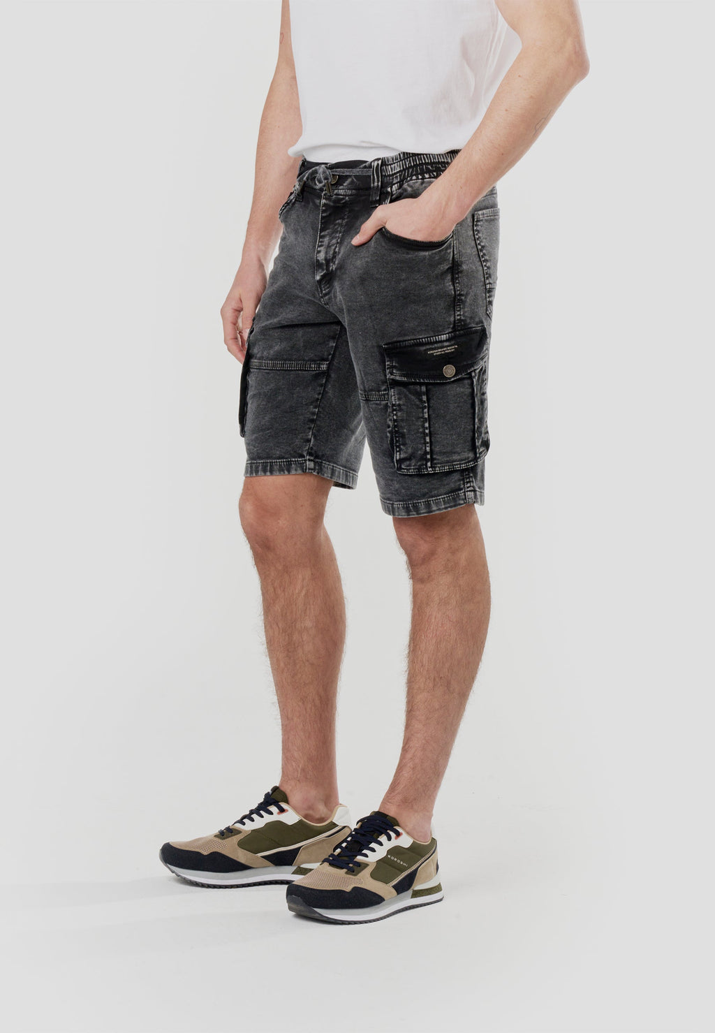 Bermuda Hombre Cargo Denim Jogger Negro – Koroshi 2611PS90