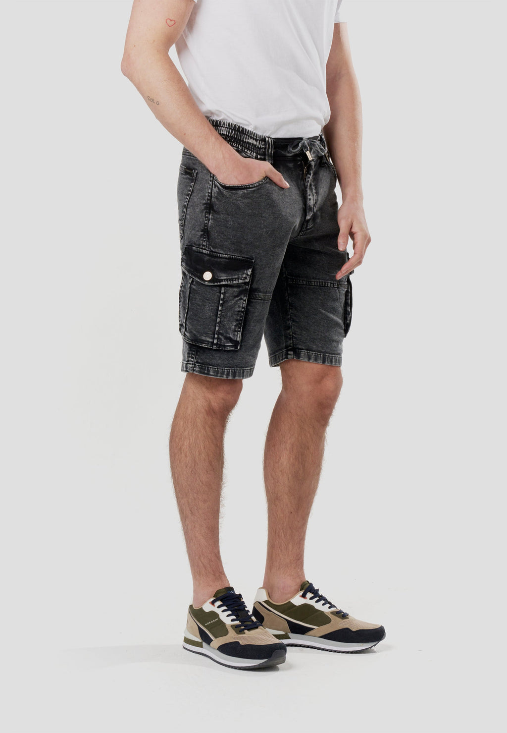 Bermuda Hombre Cargo Denim Jogger Negro – Koroshi 2611PS90