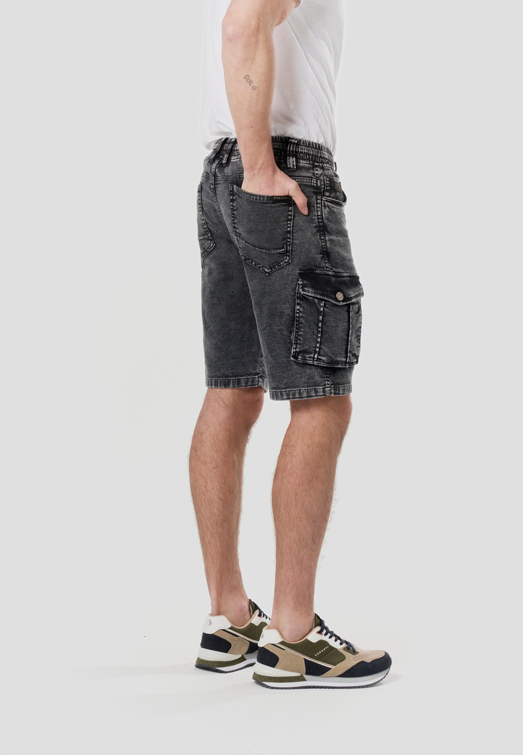 Bermuda Hombre Cargo Denim Jogger Negro – Koroshi 2611PS90