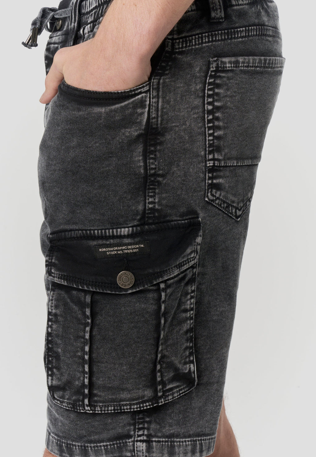 Bermuda Hombre Cargo Denim Jogger Negro – Koroshi 2611PS90