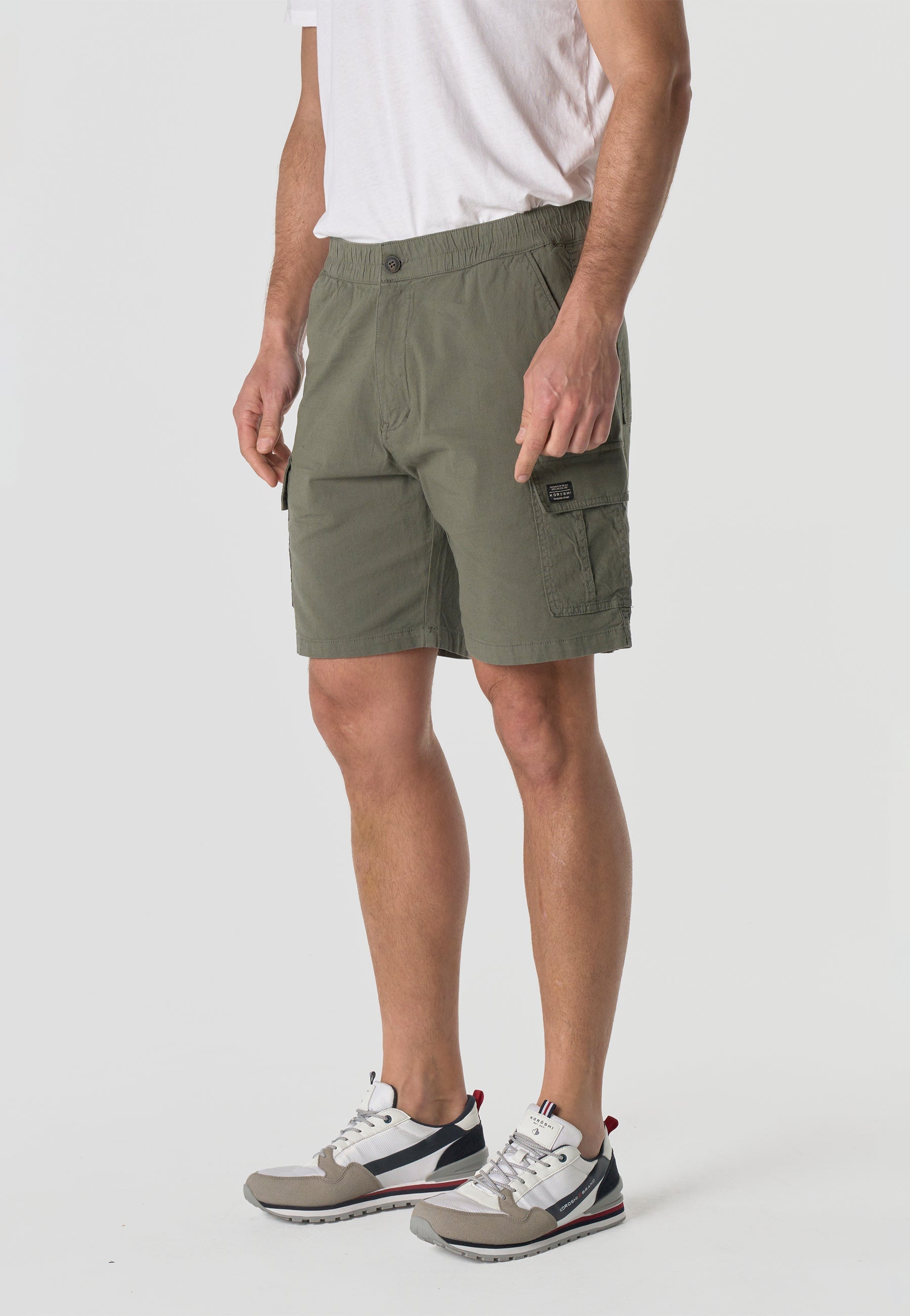 Bermuda Hombre Cargo Algodón Relaxed Kaki – Koroshi 2611PS93