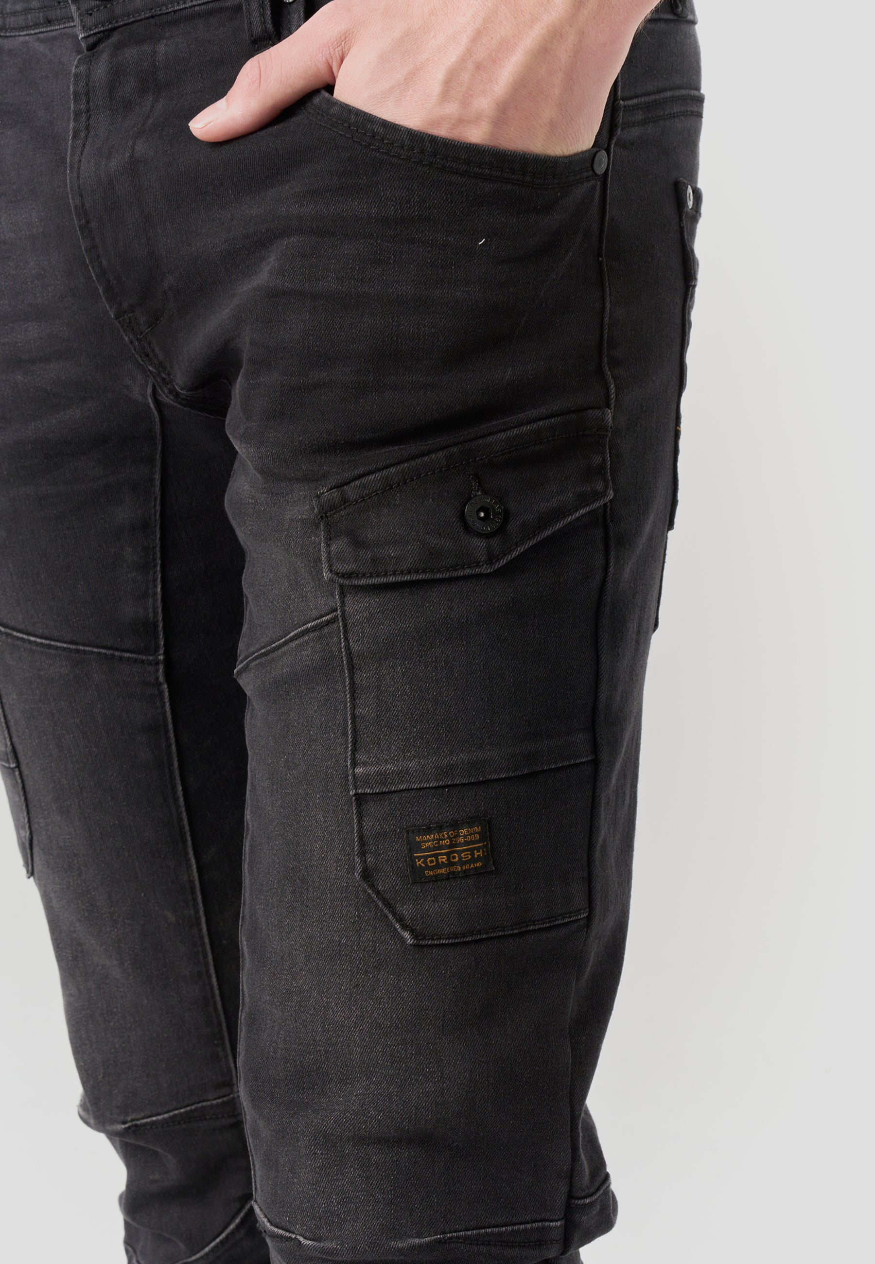 Pantalón Hombre Vaquero Workwear Cargo – Koroshi Negro