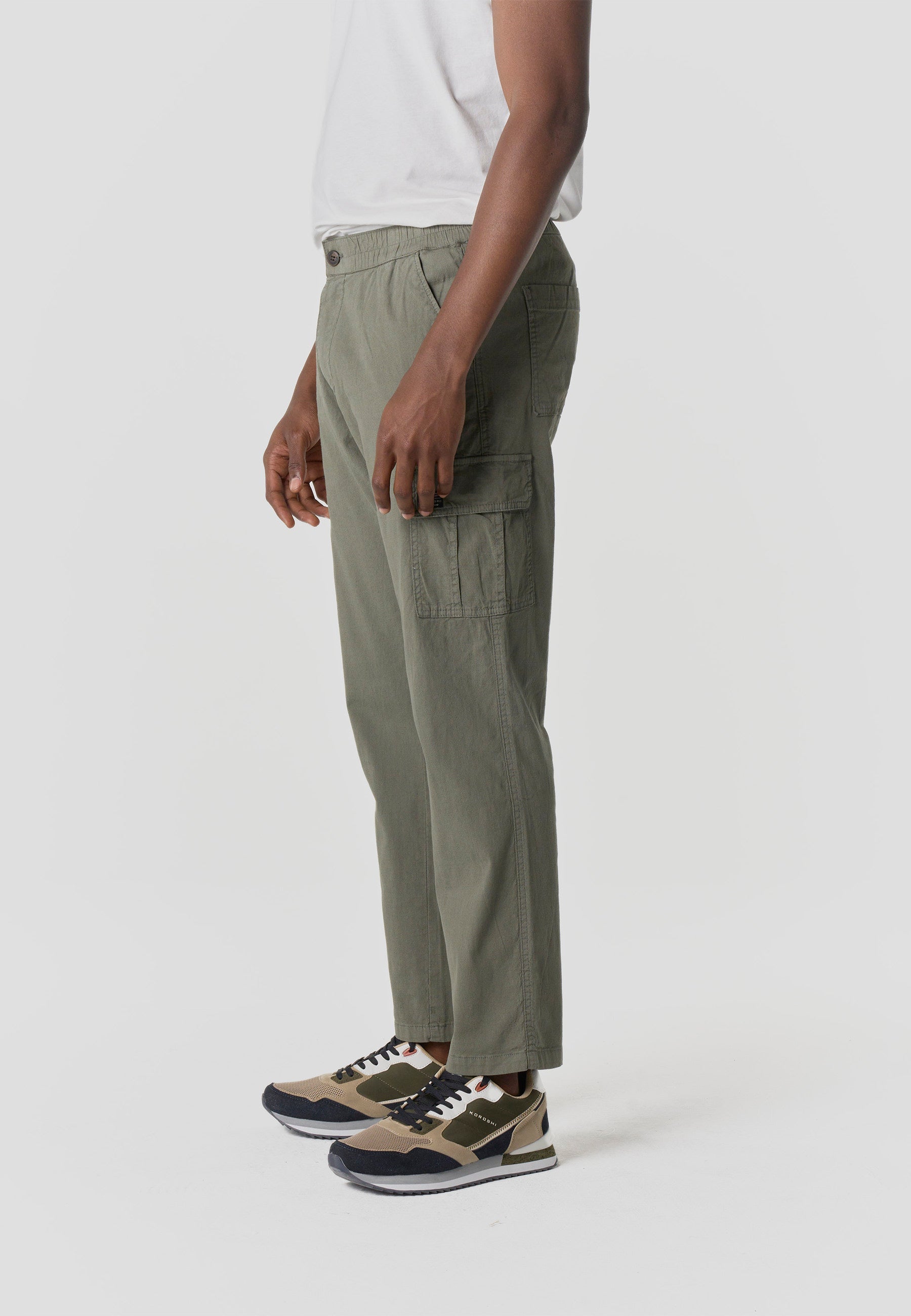 Pantalón Cargo Relaxed Hombre Algodón Lino Elástico | Koroshi
