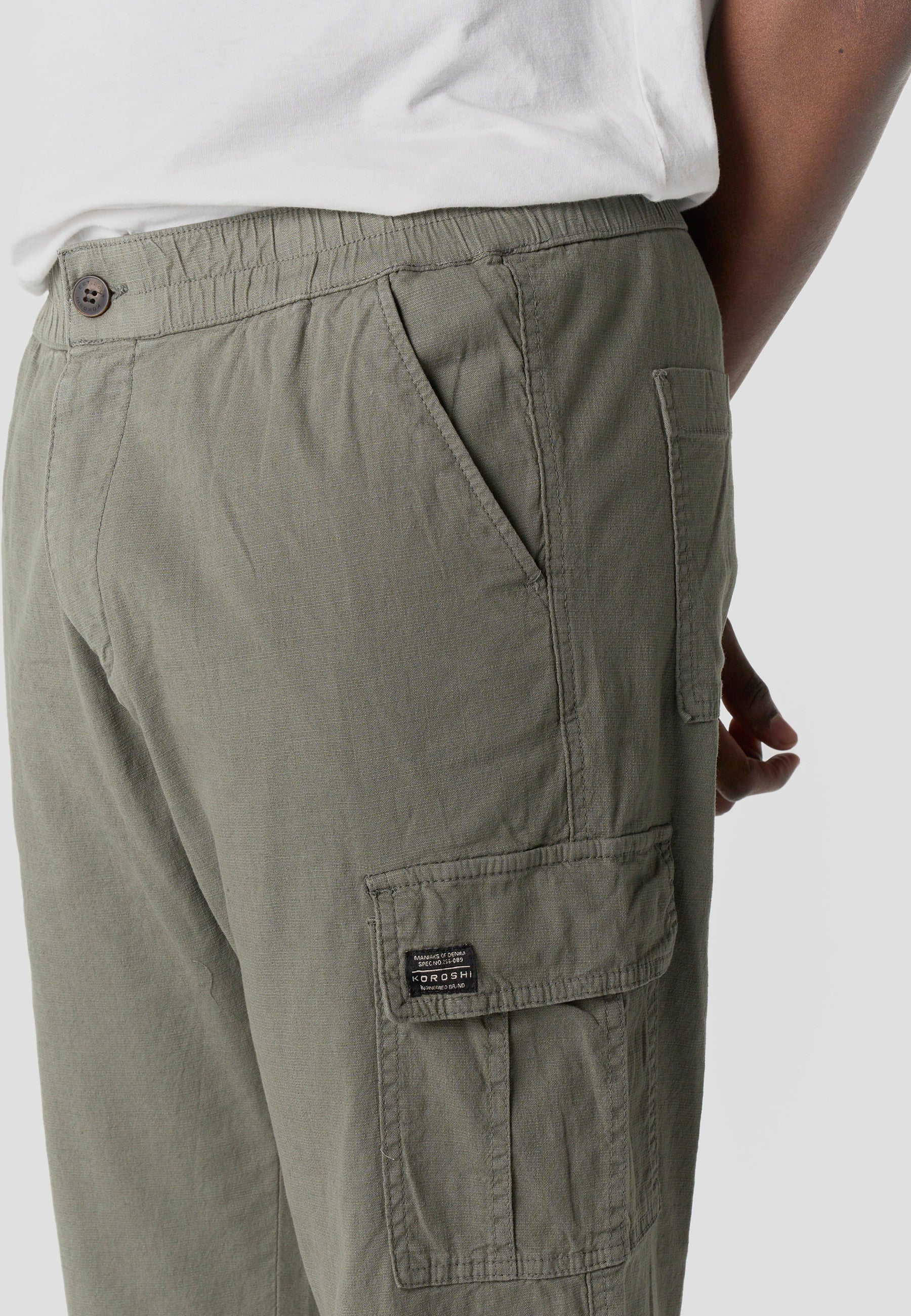 Pantalón Cargo Relaxed Hombre Algodón Lino Elástico | Koroshi