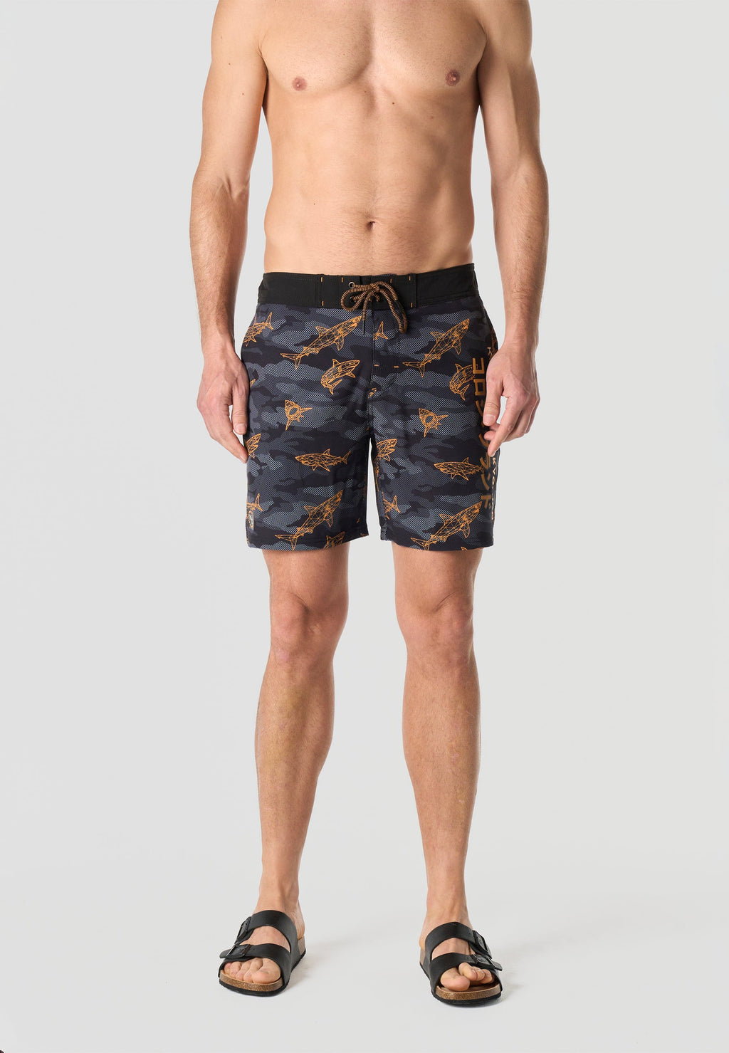 Bañador Hombre Surfero Estampado Tiburones – Koroshi Negro