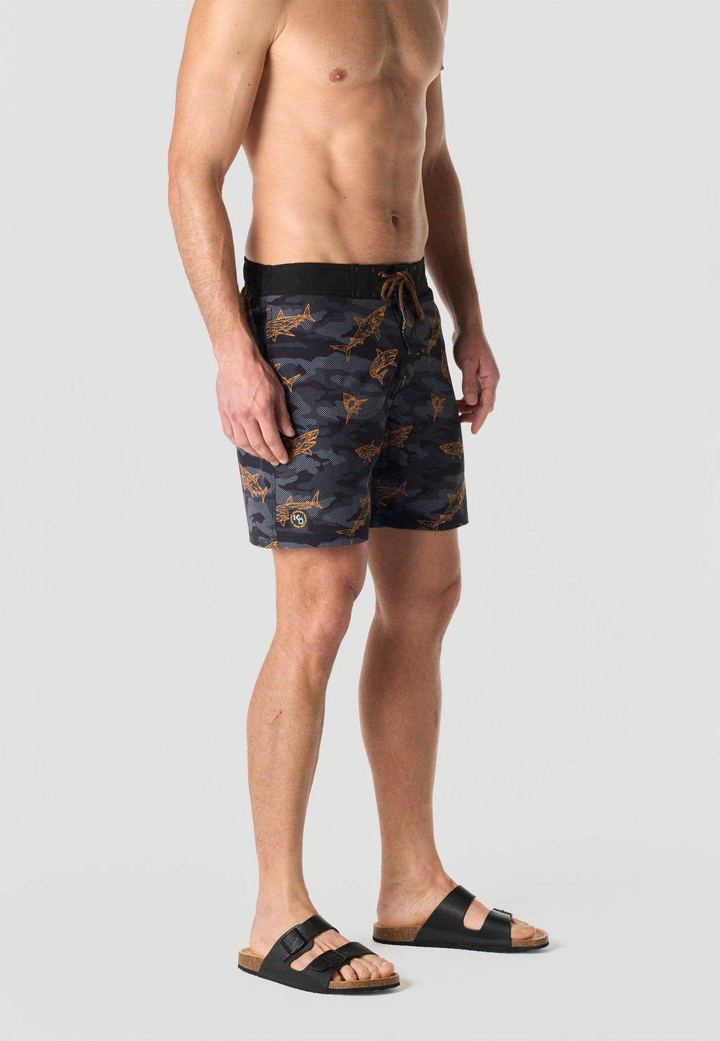 Bañador Hombre Surfero Estampado Tiburones – Koroshi Negro