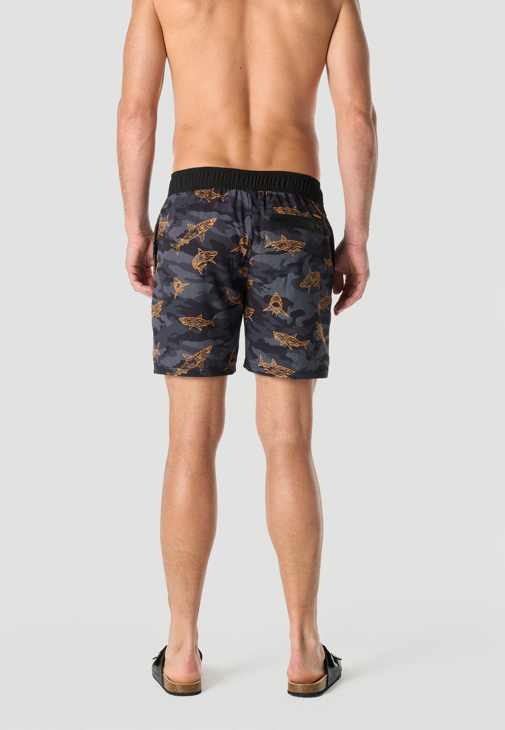 Bañador Hombre Surfero Estampado Tiburones – Koroshi Negro