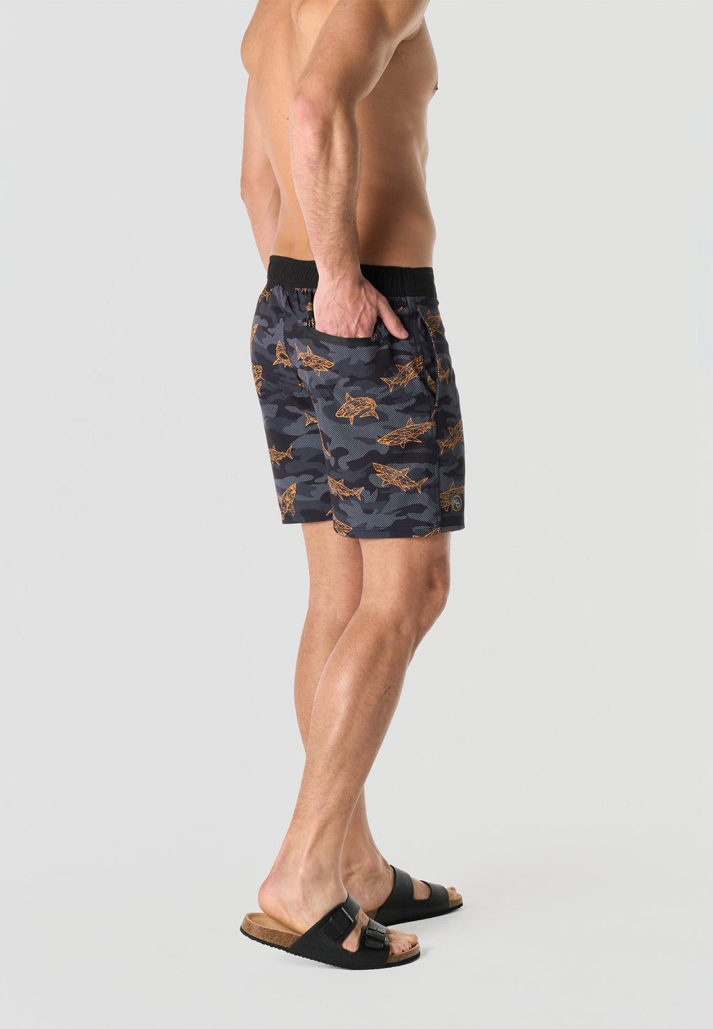 Bañador Hombre Surfero Estampado Tiburones – Koroshi Negro