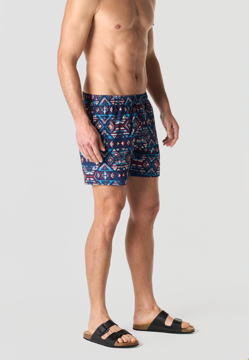 Bañador Hombre Corto Estampado Étnico – Koroshi Navy