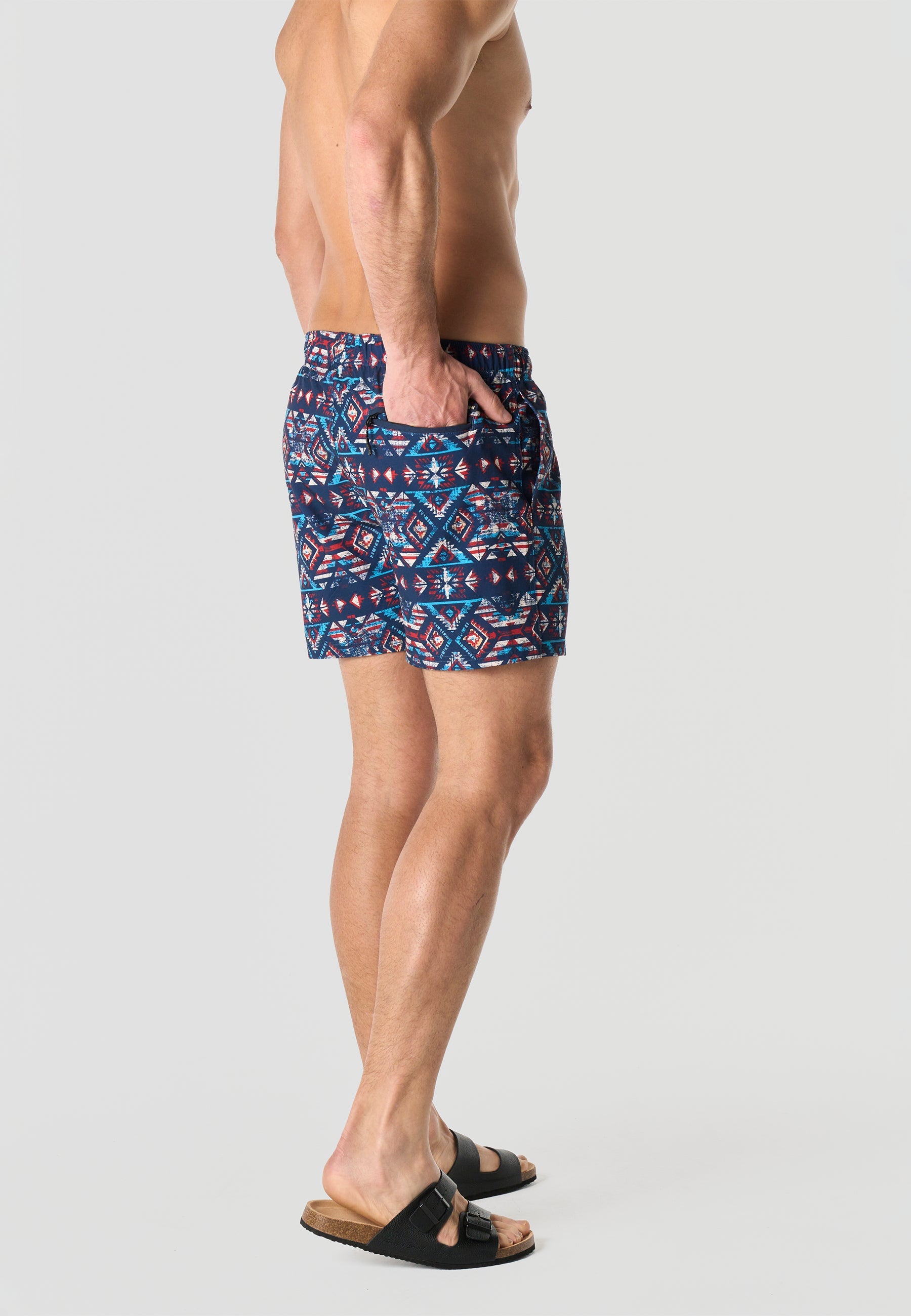 Bañador Hombre Corto Estampado Étnico – Koroshi Navy
