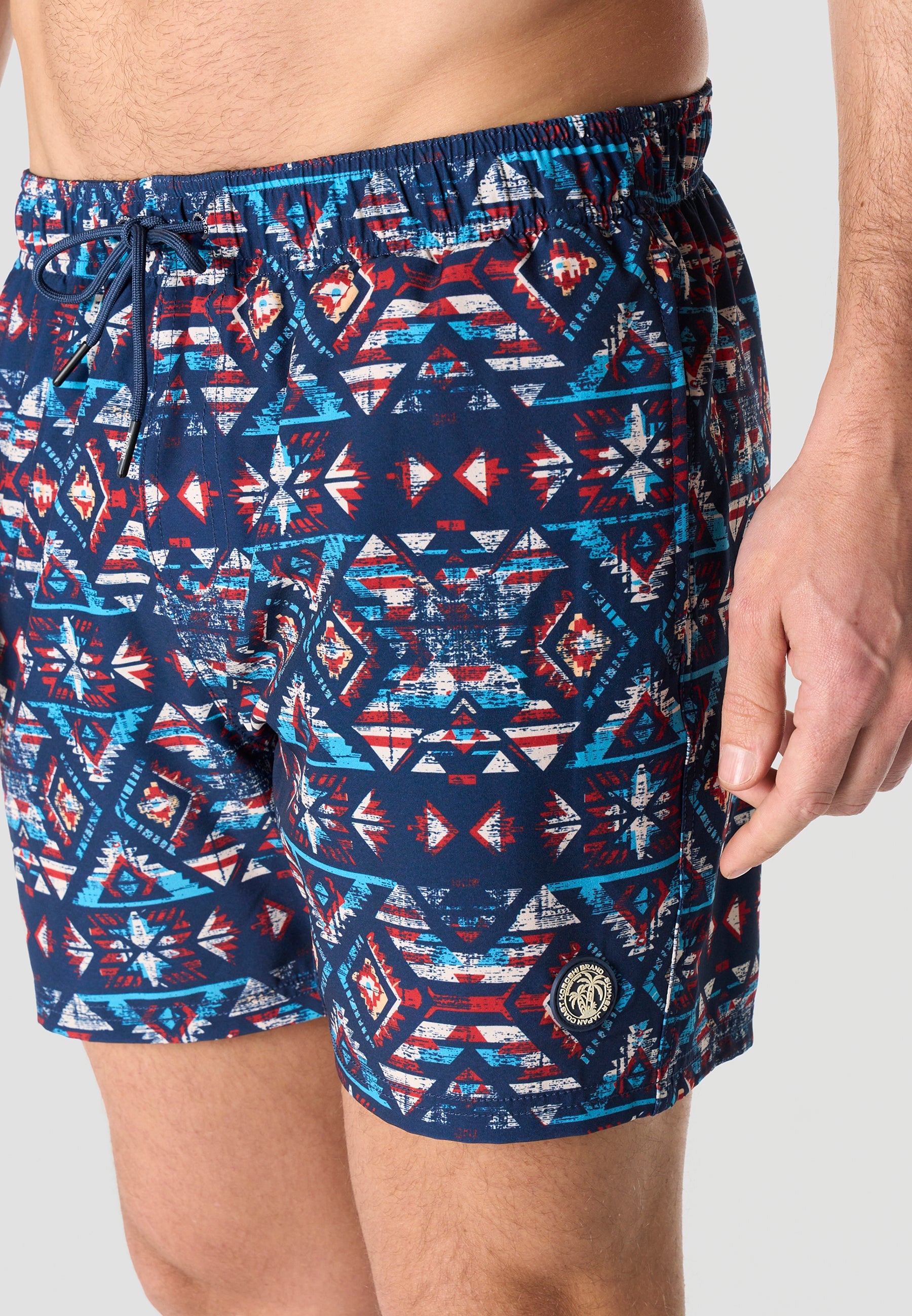 Bañador Hombre Corto Estampado Étnico – Koroshi Navy