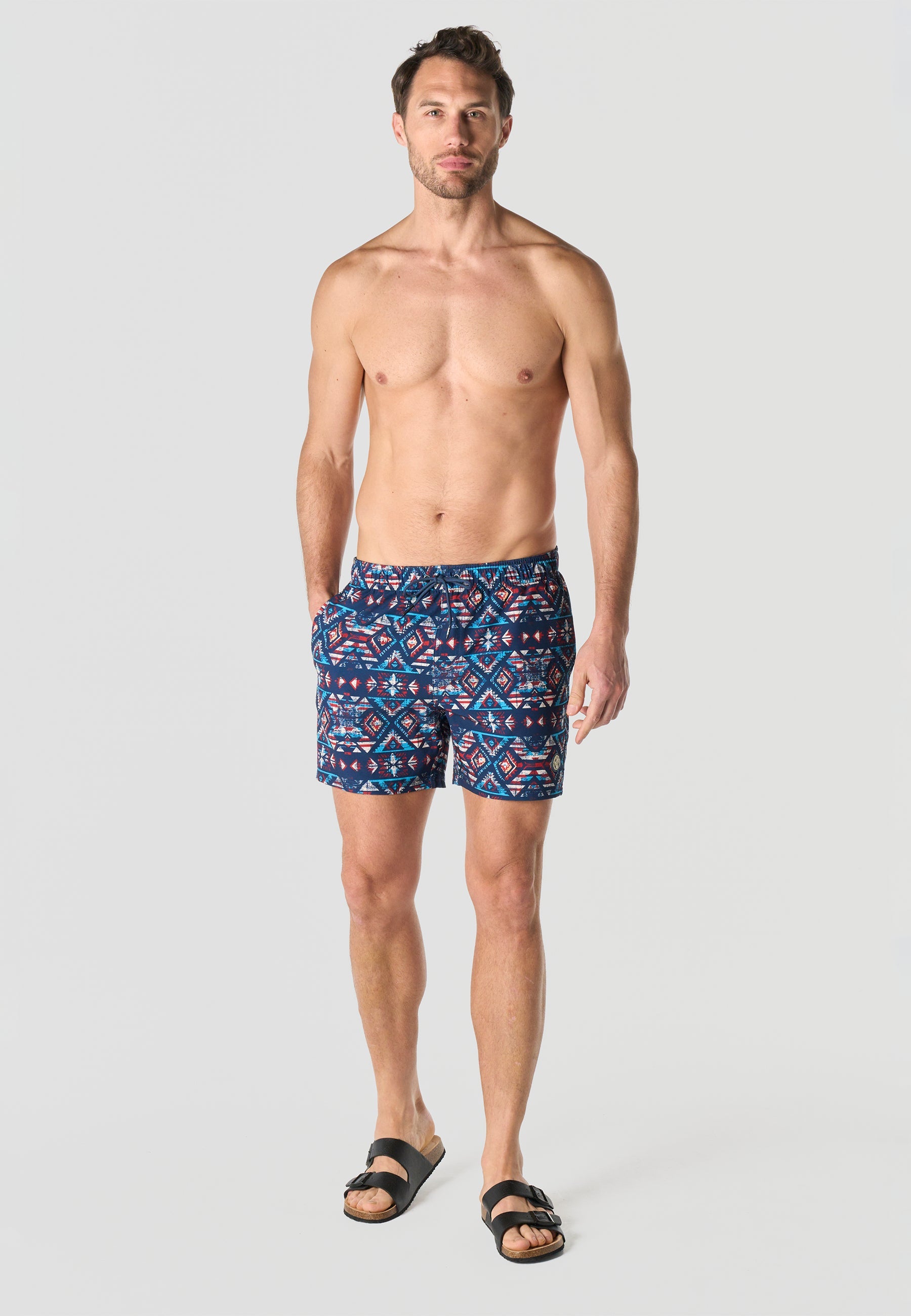 Bañador Hombre Corto Estampado Étnico – Koroshi Navy