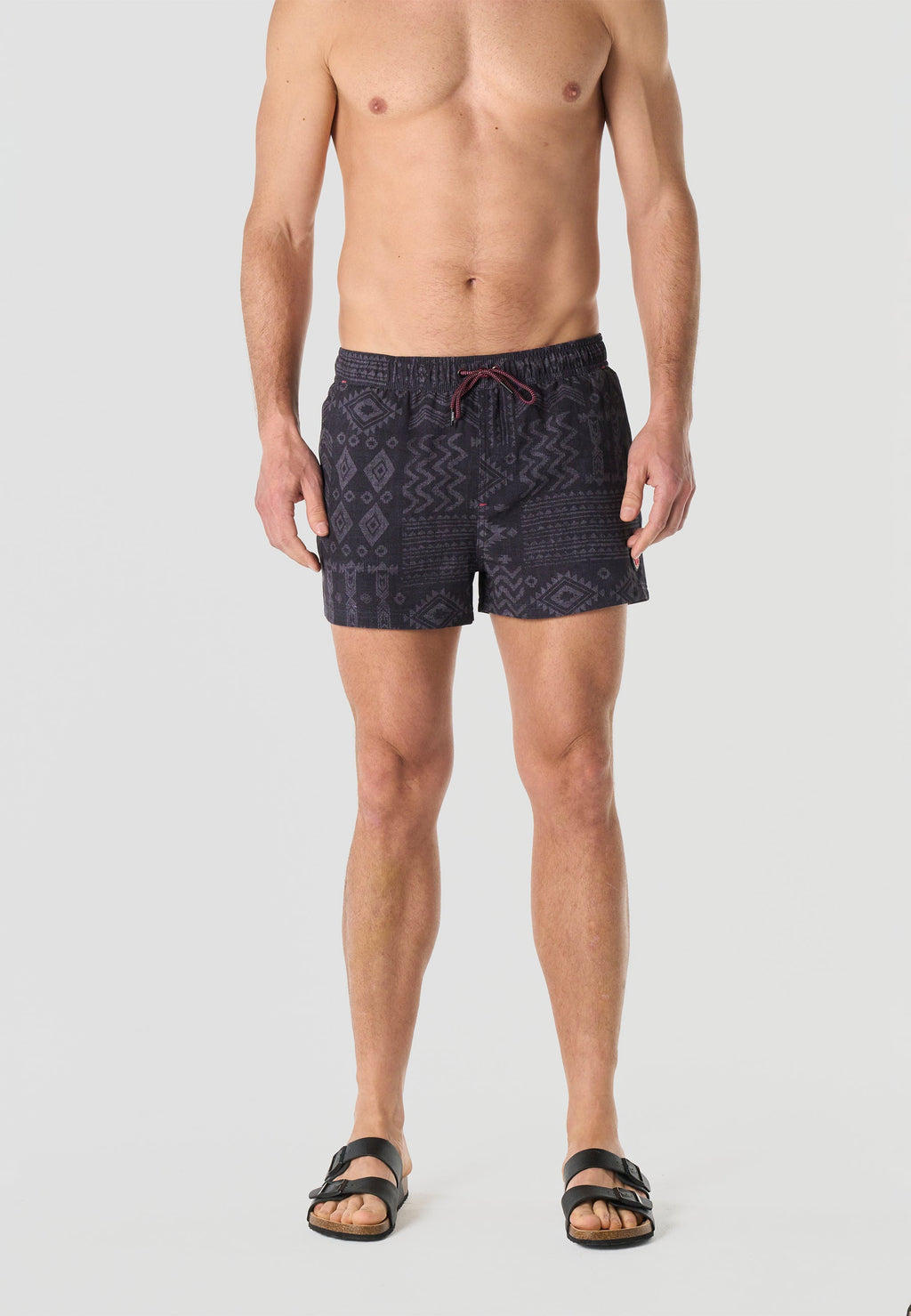 Bañador Hombre Corto Estampado Étnico – Koroshi Negro