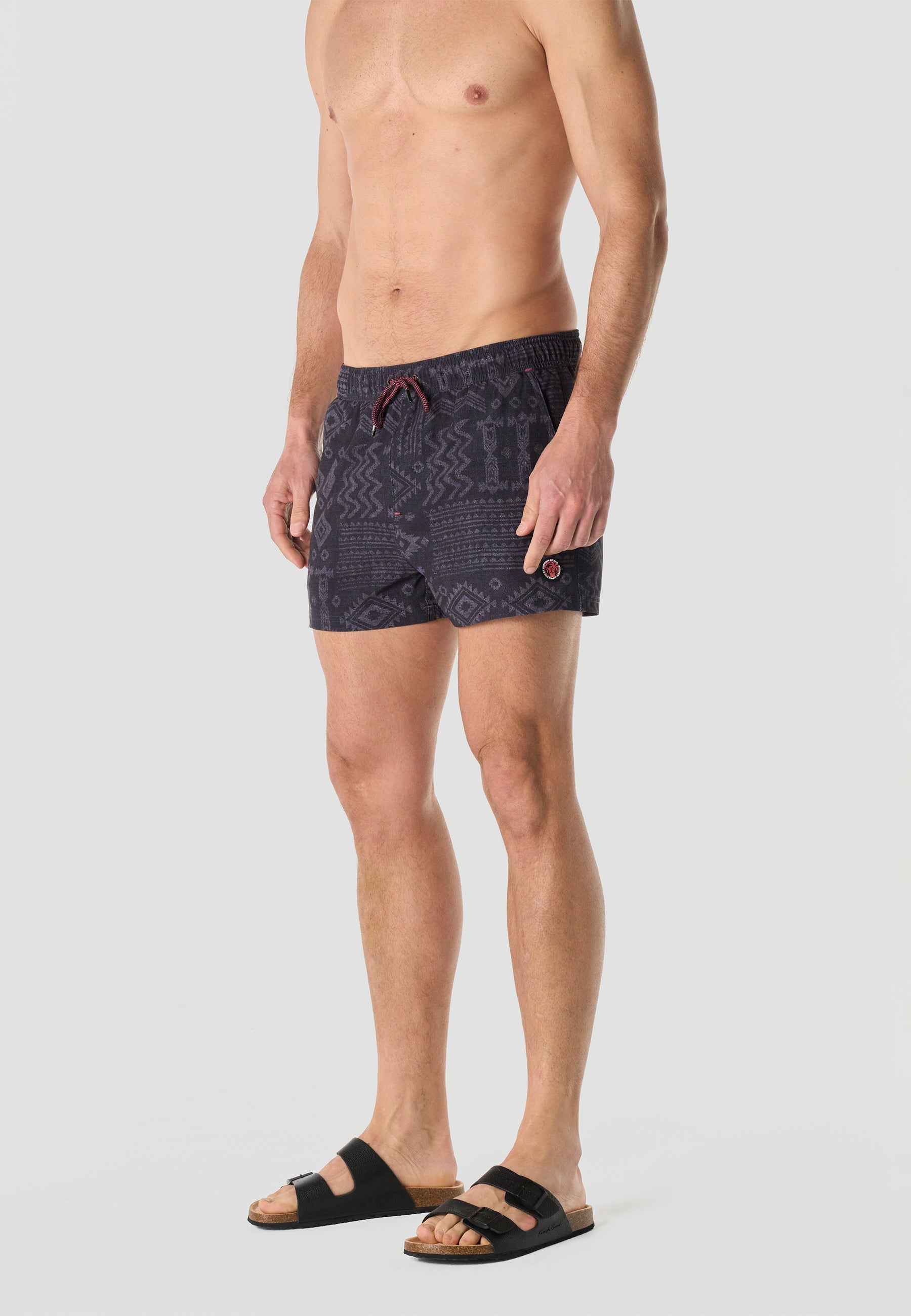 Bañador Hombre Corto Estampado Étnico – Koroshi Negro