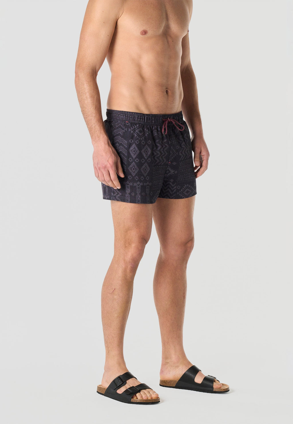 Bañador Hombre Corto Estampado Étnico – Koroshi Negro