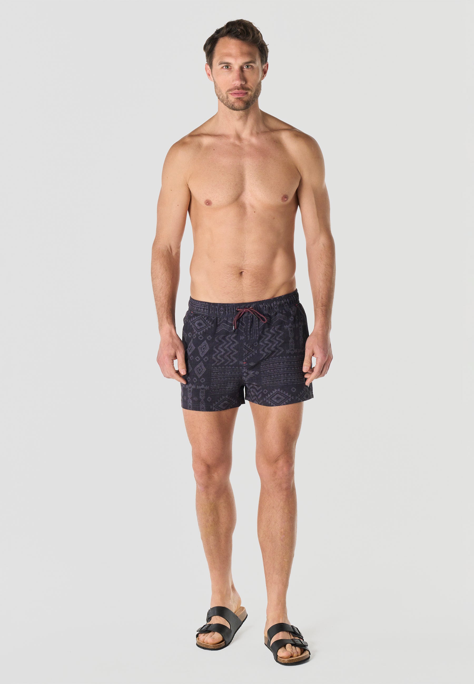 Bañador Hombre Corto Estampado Étnico – Koroshi Negro