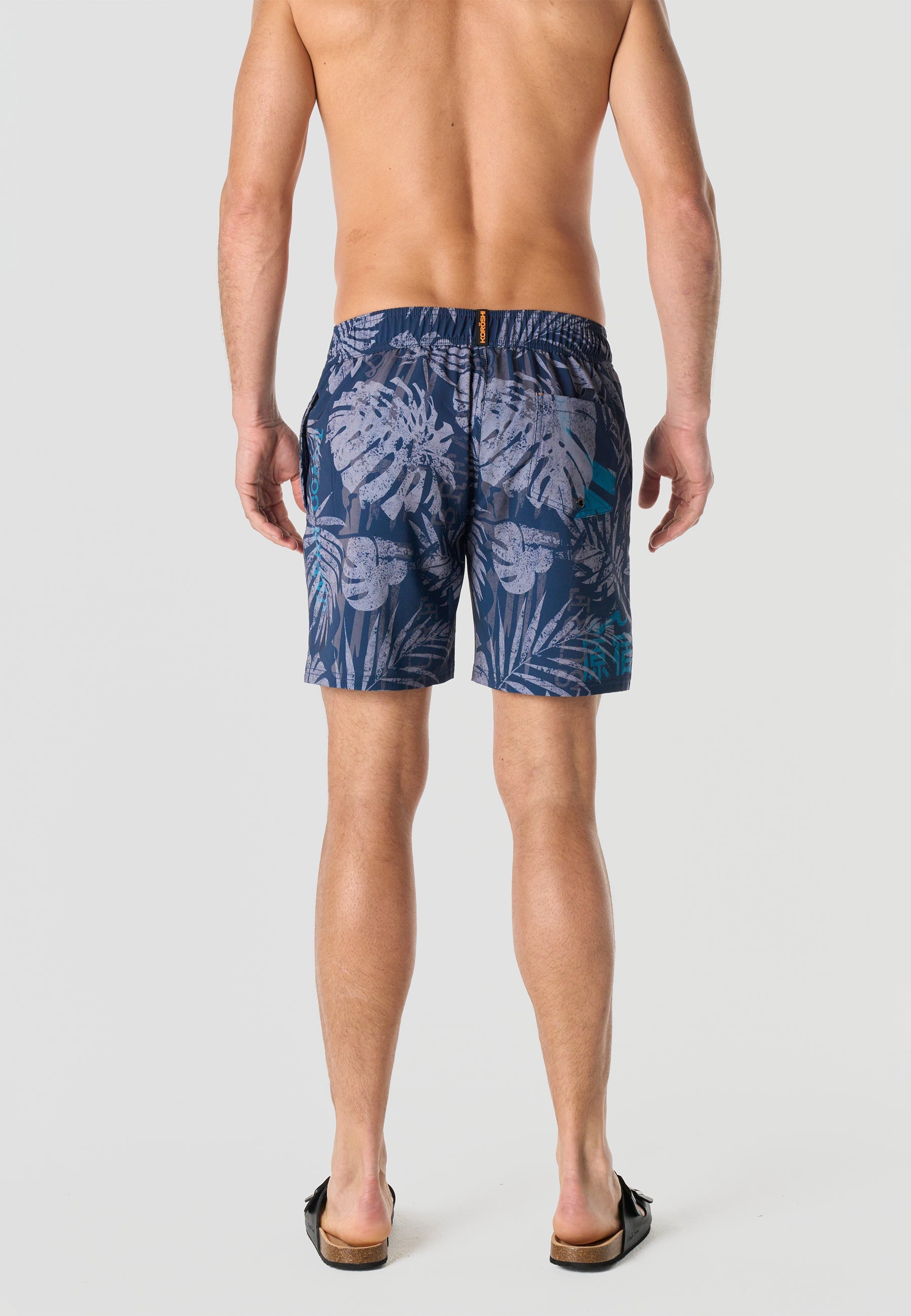 Bañador Hombre Surfero Tropical Hojas – Koroshi Navy