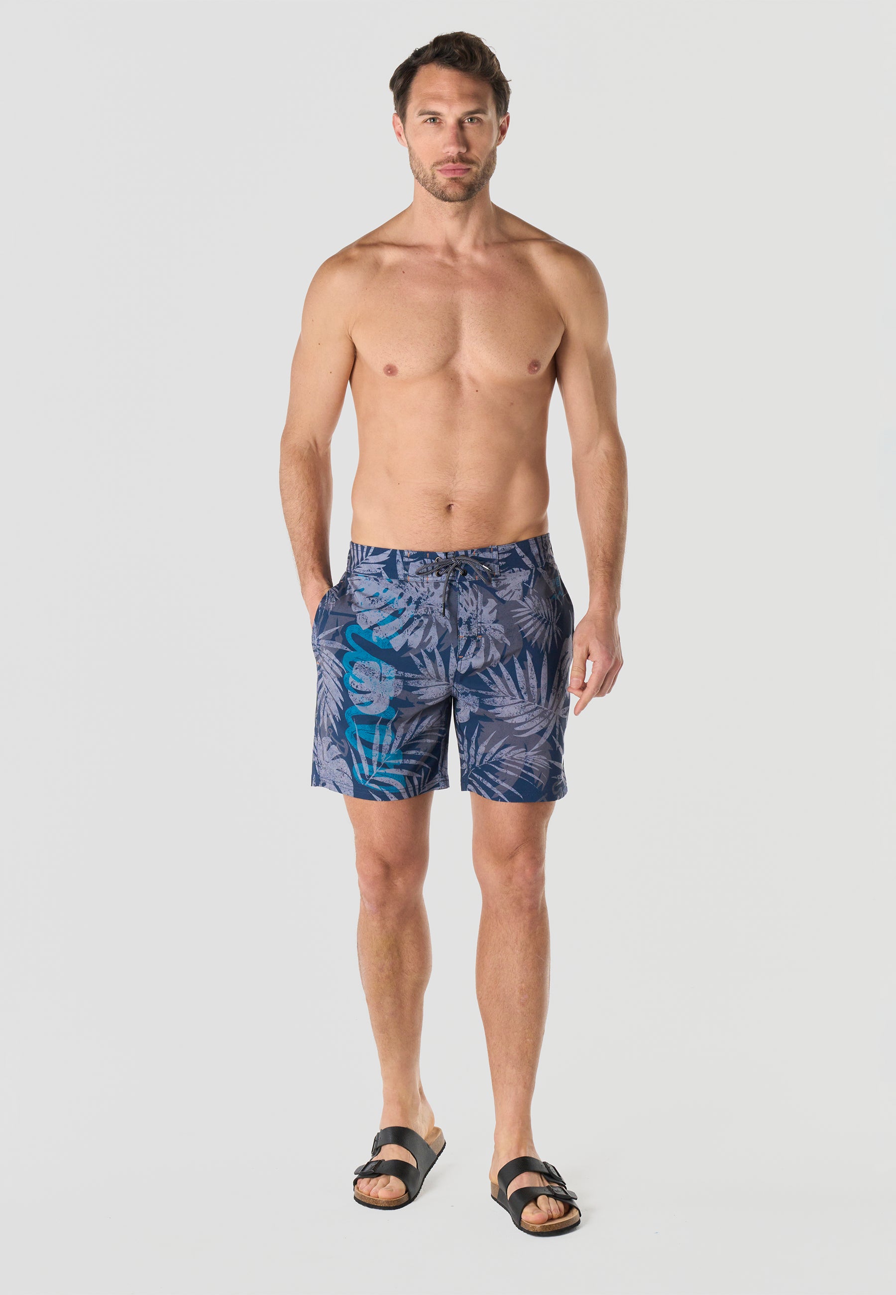 Bañador Hombre Surfero Tropical Hojas – Koroshi Navy