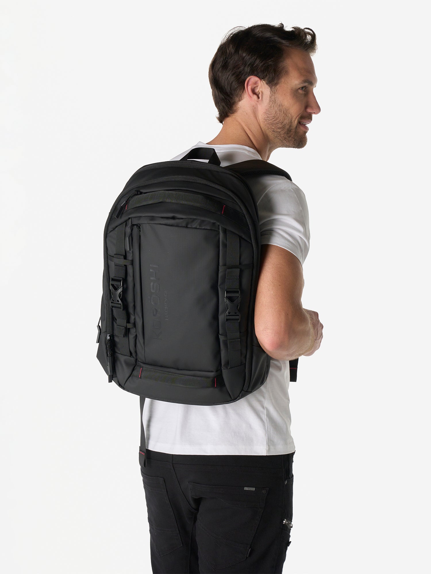 Mochila Hombre Técnica Multibolsillos – Koroshi Negro