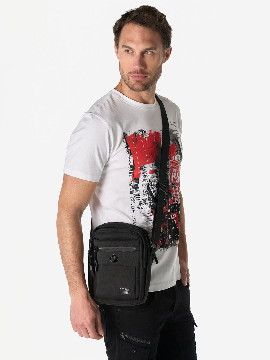 Bolso Hombre Bandolera Vertical – Koroshi Negro
