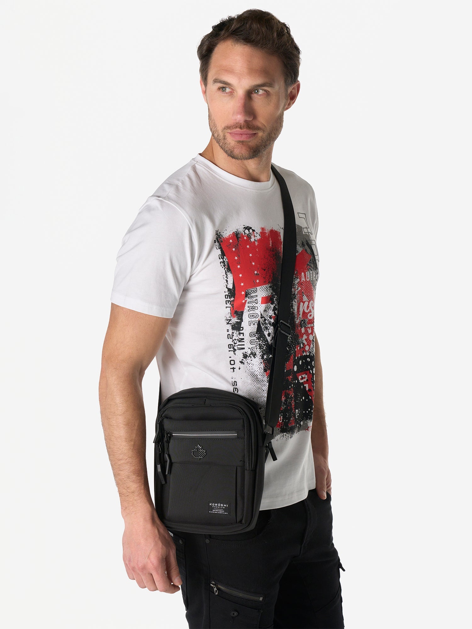 Bolso Hombre Bandolera Vertical – Koroshi Negro