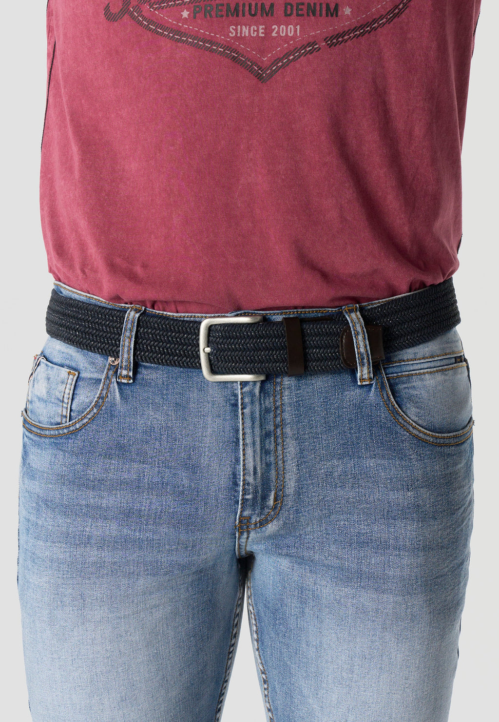 Cinturón Hombre Elástico Trenzado Azul – Koroshi