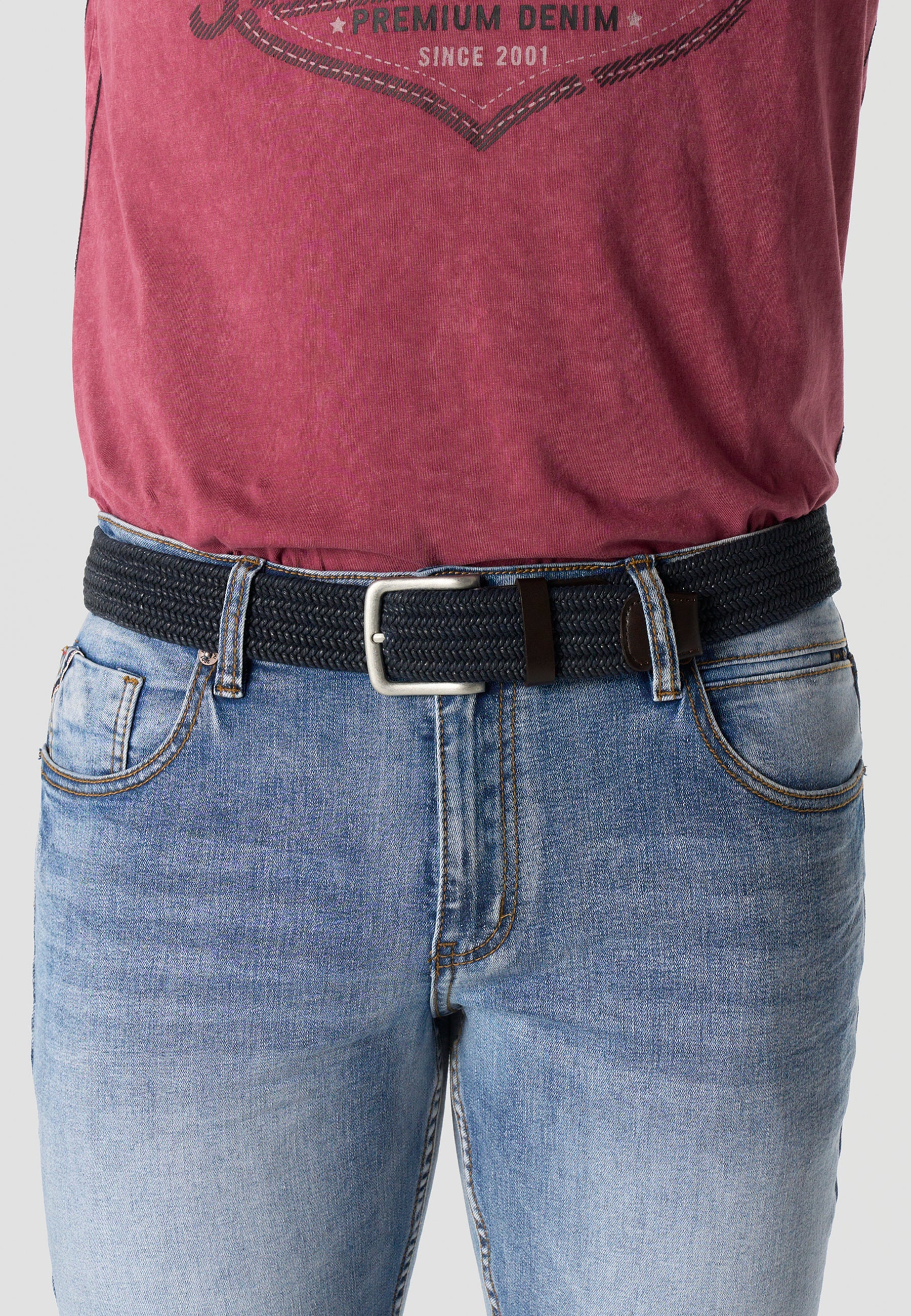 Cinturón Hombre Elástico Trenzado Azul – Koroshi