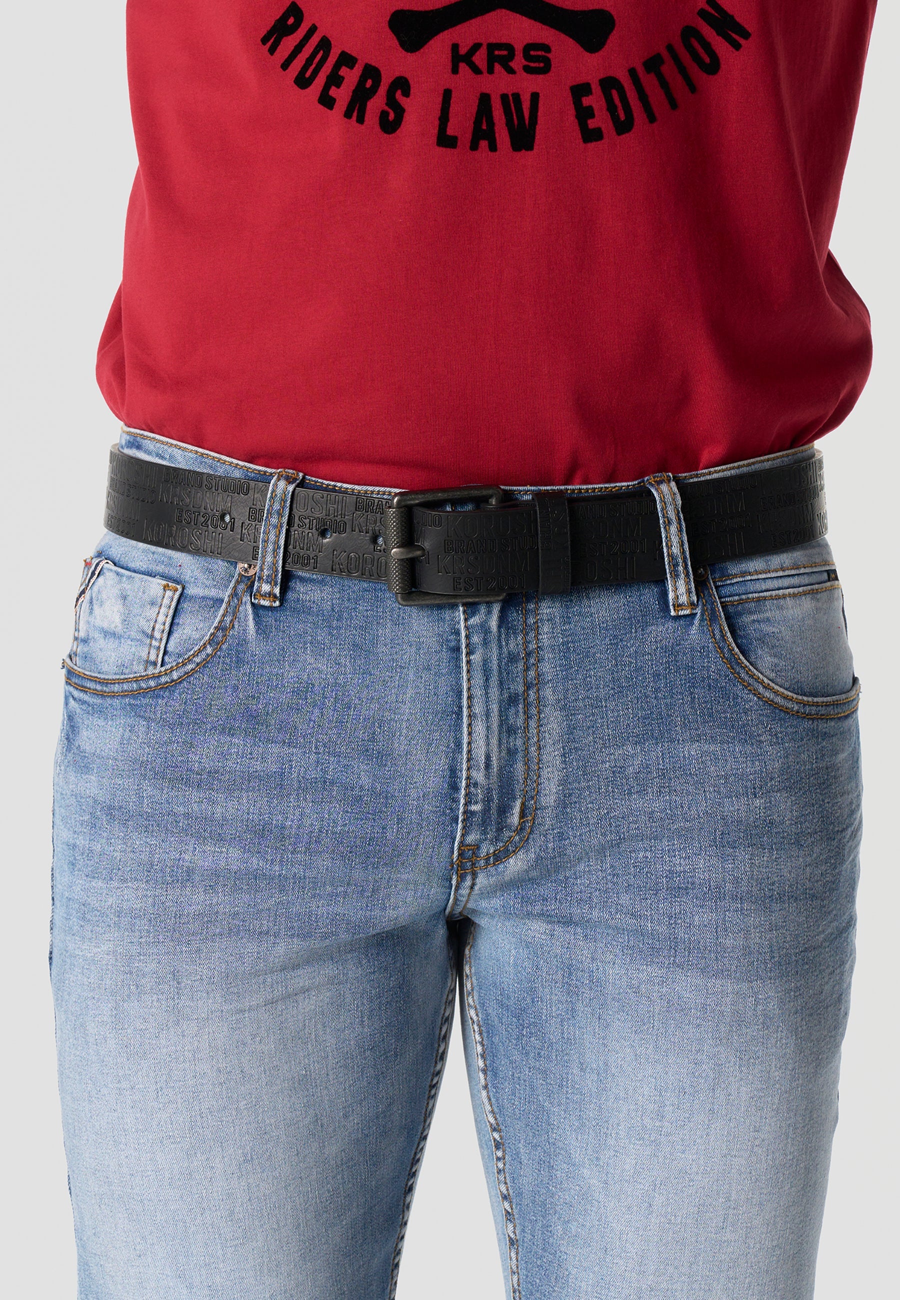 Cinturón Hombre Polipiel Logo Negro – Koroshi