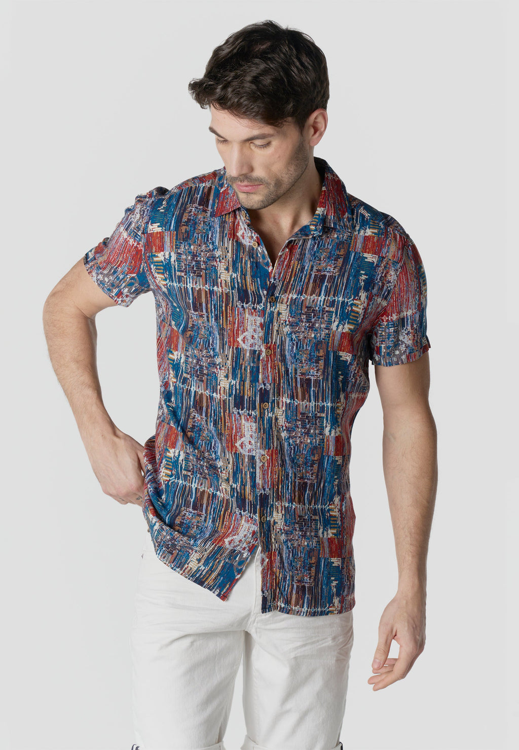 Camisa Hombre Manga Corta Viscosa Estampada – Koroshi 2611CC39