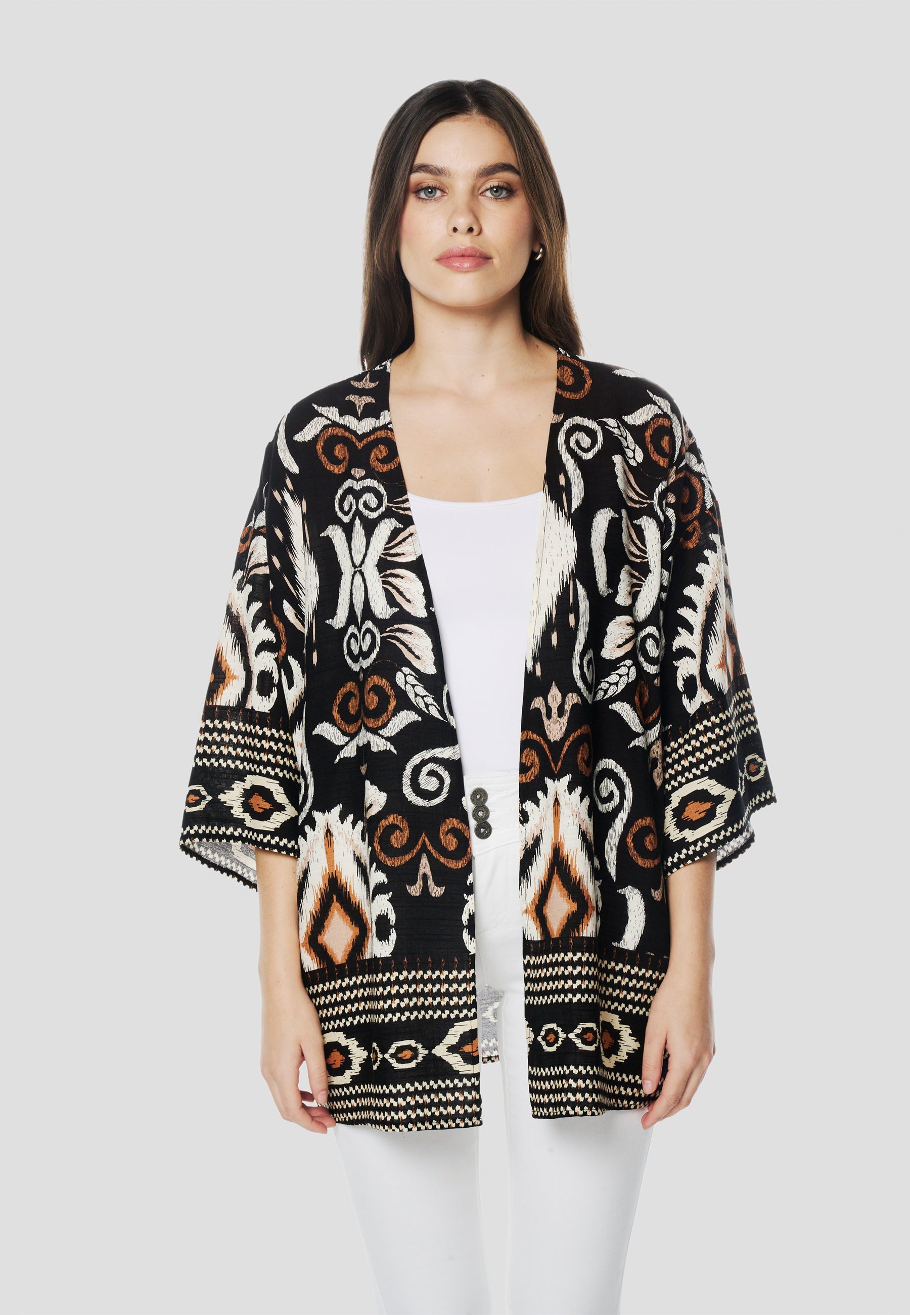 Kimono Mujer Estampado Étnico – Koroshi 2612BL00