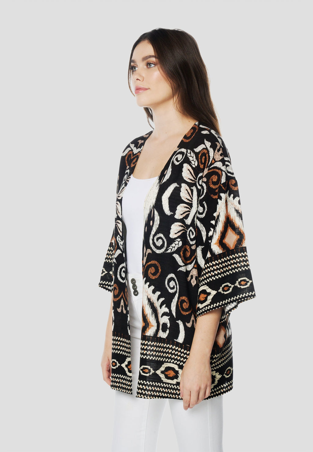Kimono Mujer Estampado Étnico – Koroshi 2612BL00