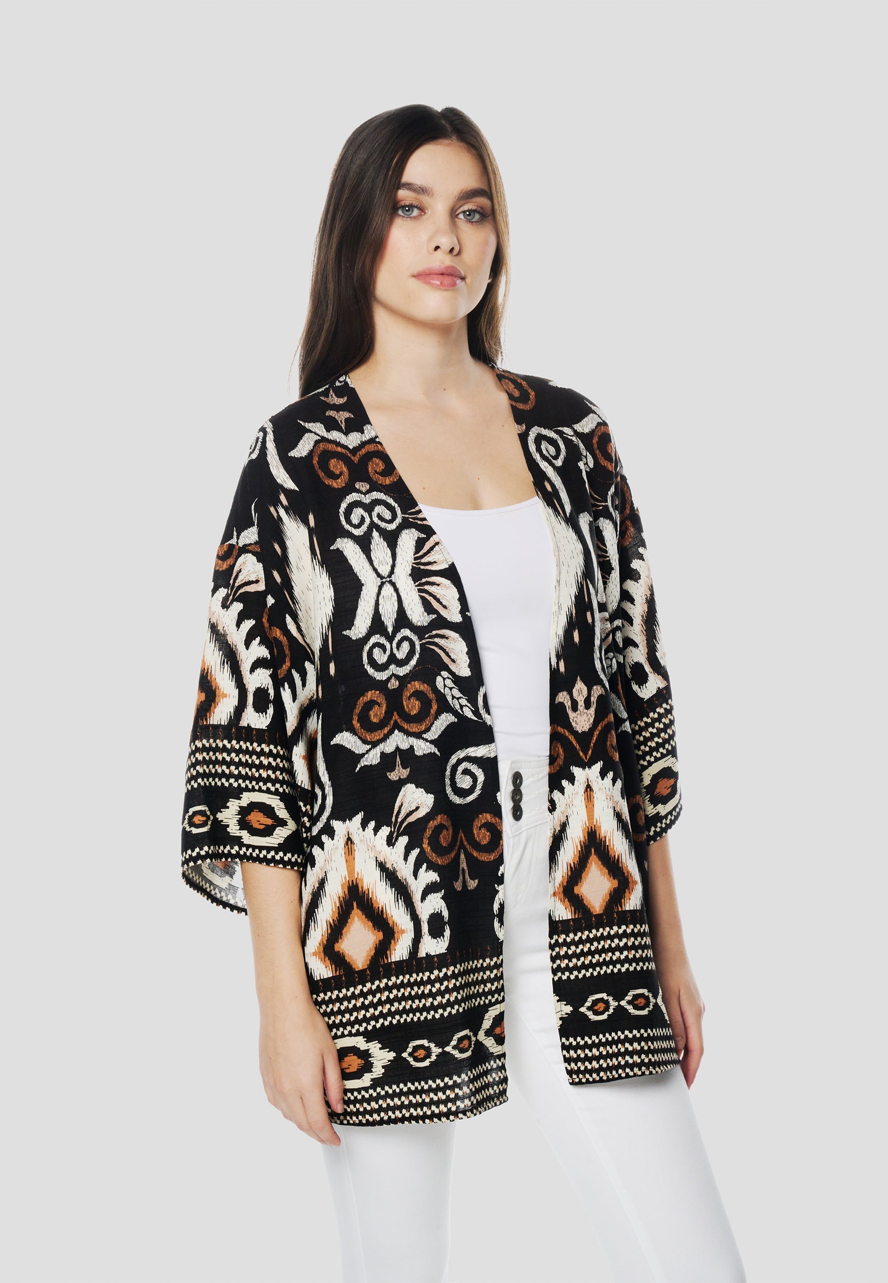 Kimono Mujer Estampado Étnico – Koroshi 2612BL00