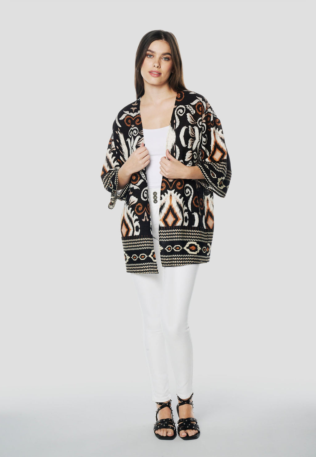 Kimono Mujer Estampado Étnico – Koroshi 2612BL00