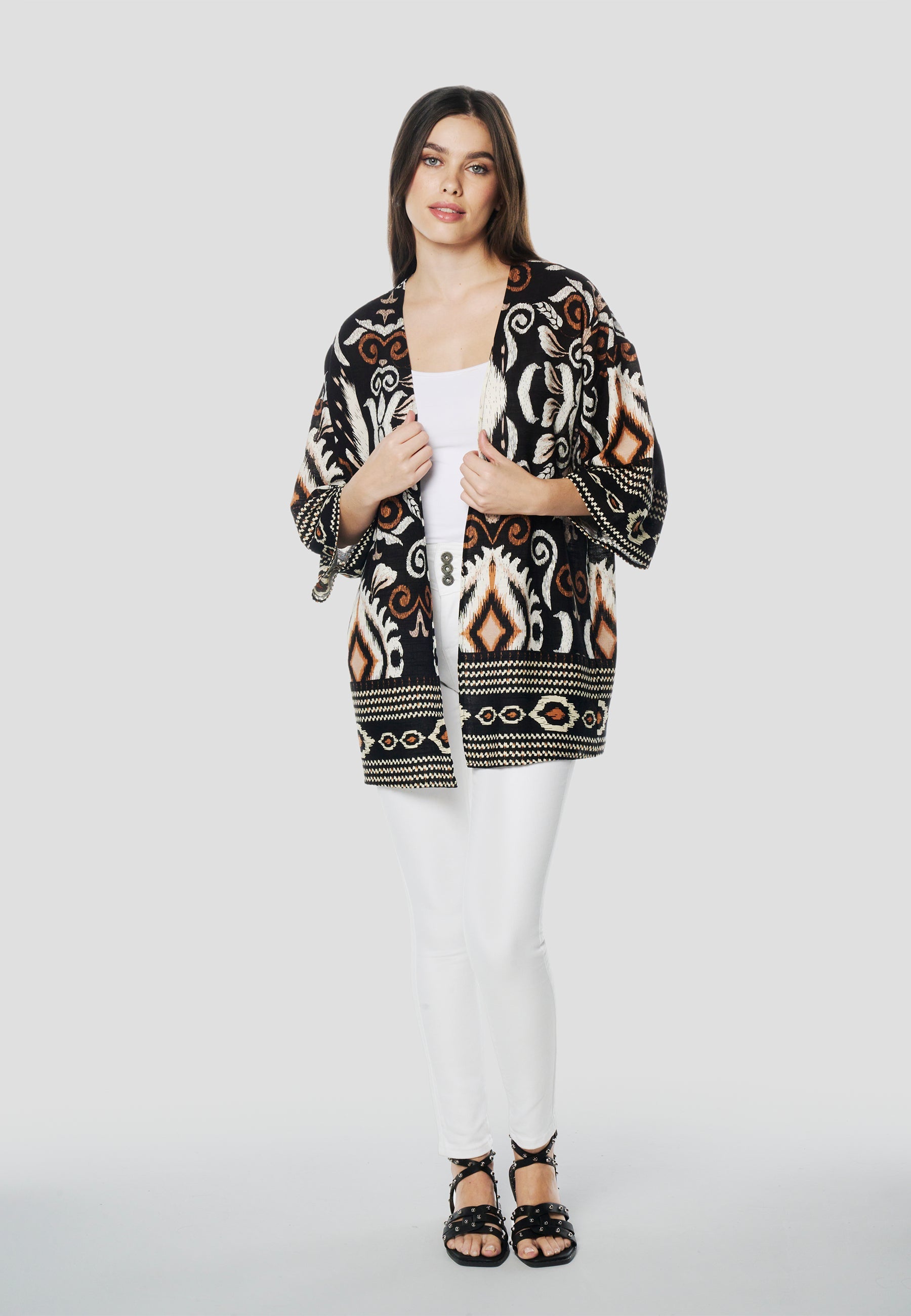 Kimono Mujer Estampado Étnico – Koroshi 2612BL00