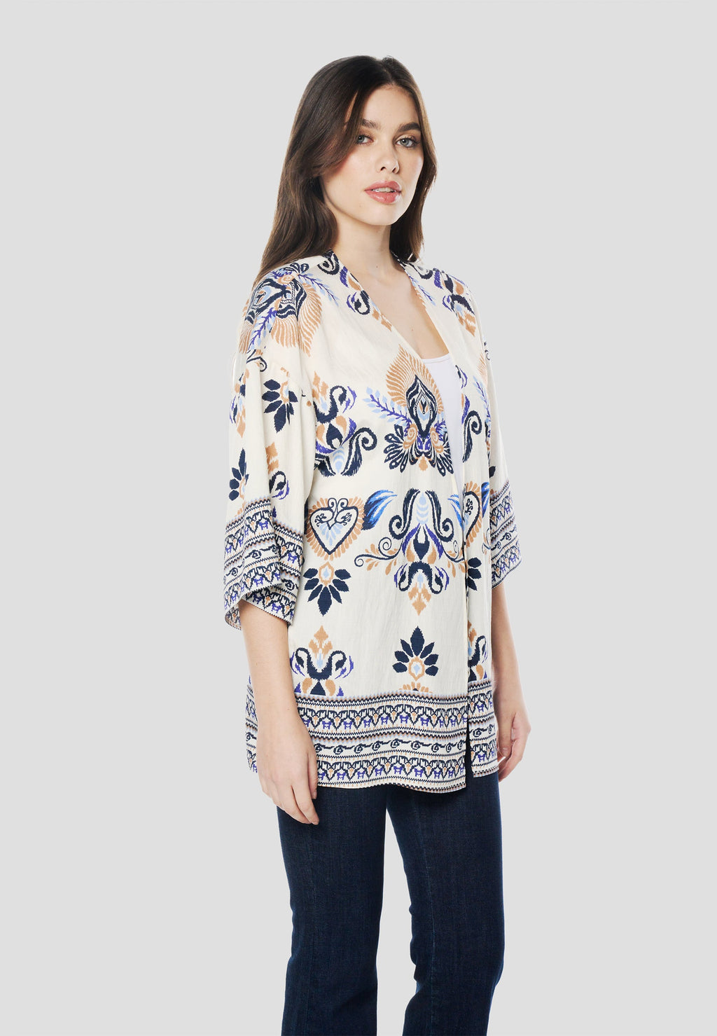 Kimono Mujer Estampado Étnico – Koroshi 2612BL00