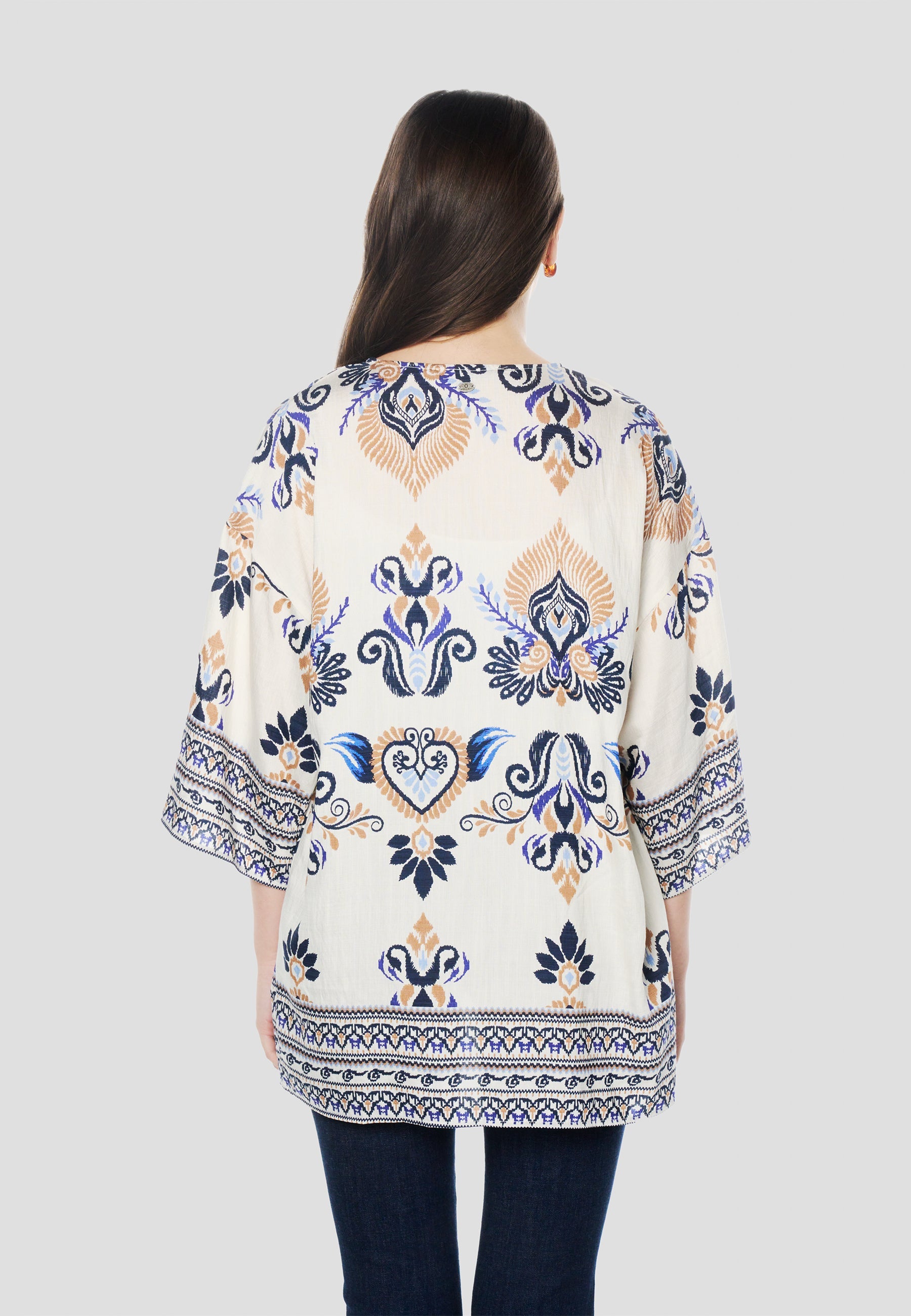 Kimono Mujer Estampado Étnico – Koroshi 2612BL00