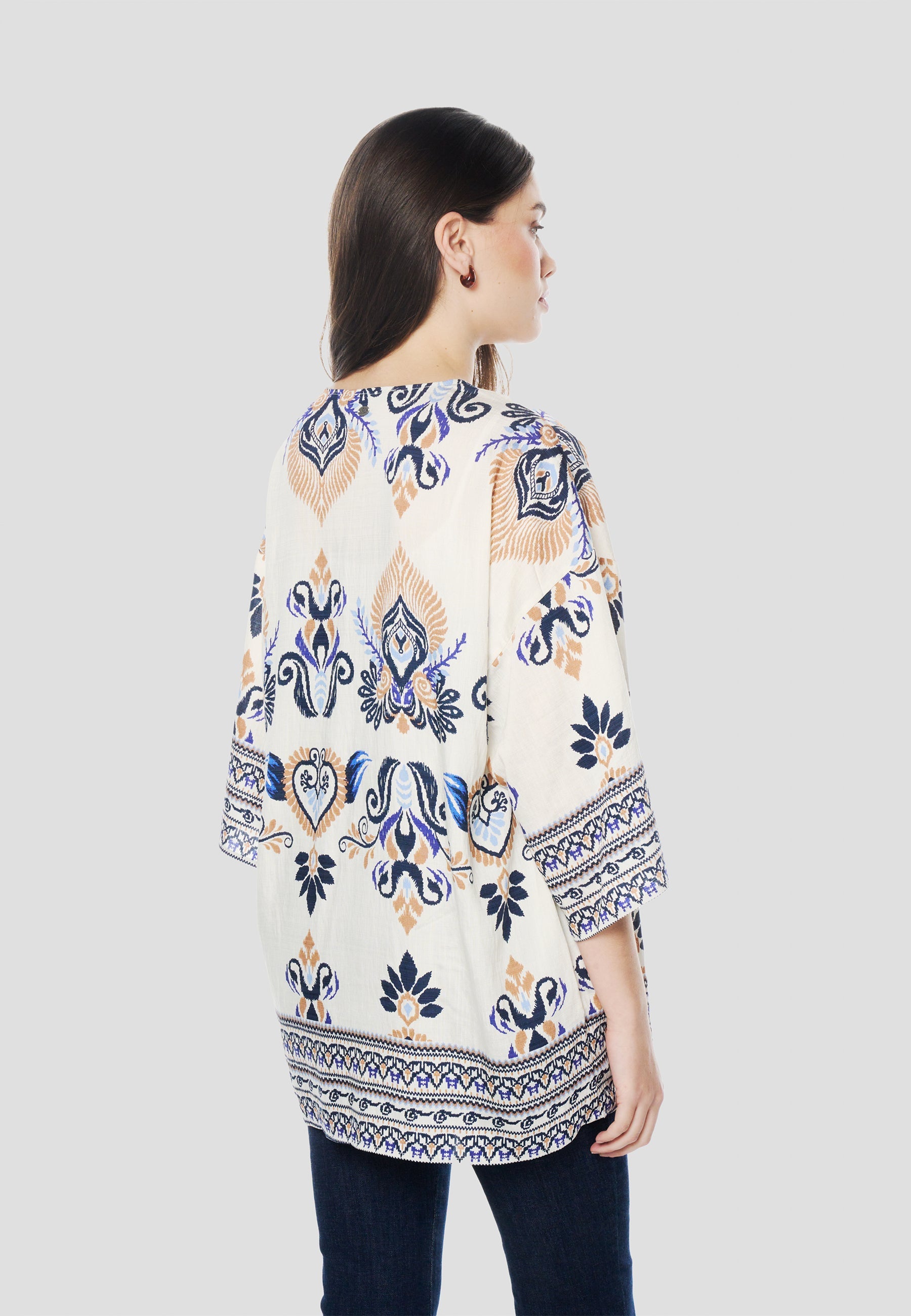 Kimono Mujer Estampado Étnico – Koroshi 2612BL00