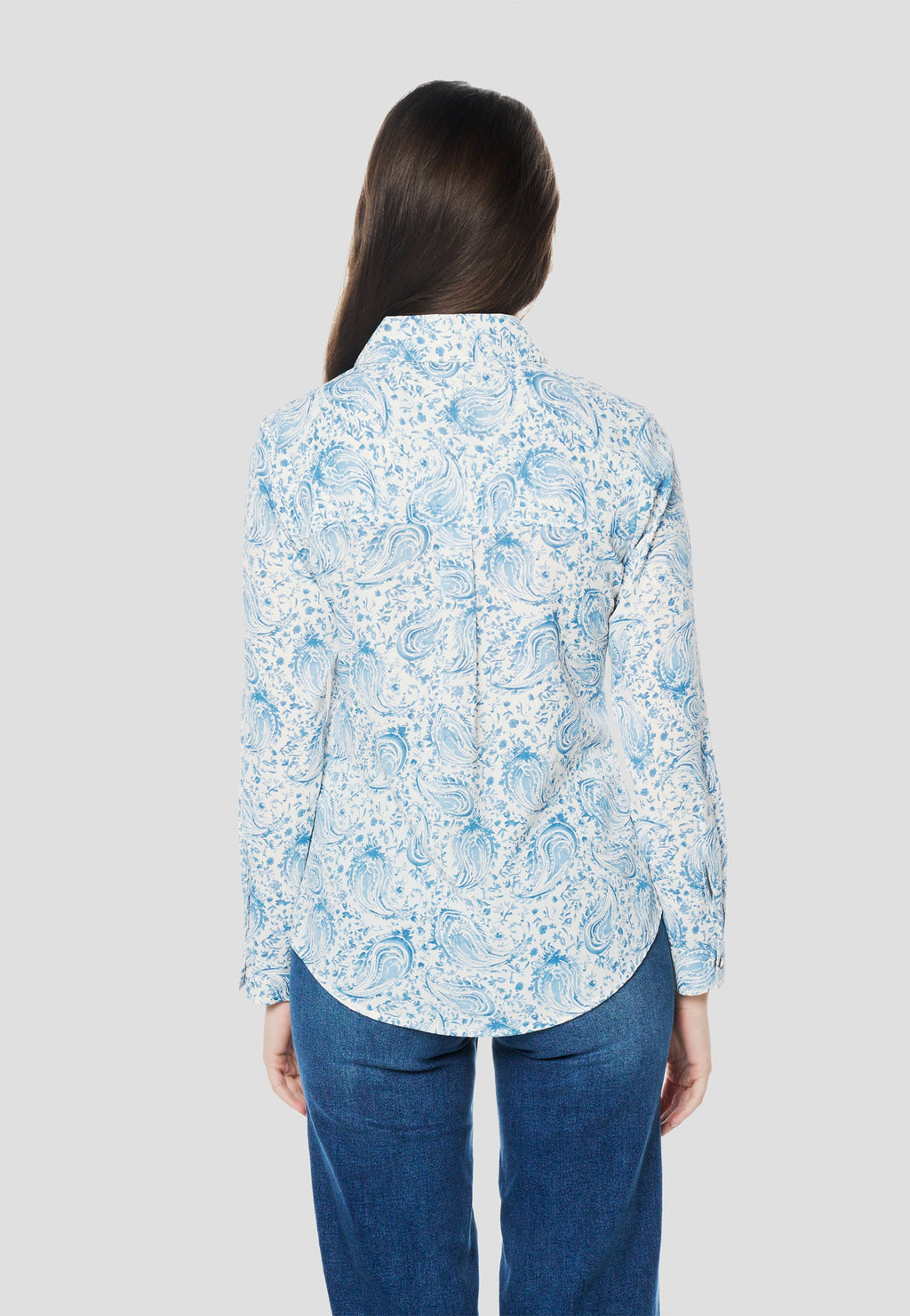 Camisa Mujer Manga Larga Cachemir y Bordado – Koroshi Azul