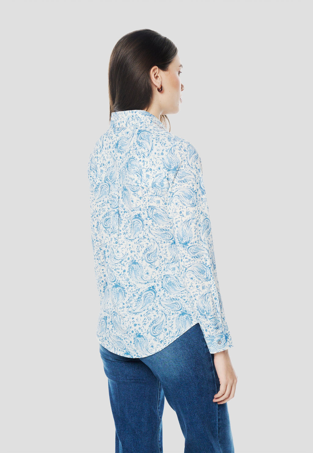 Camisa Mujer Manga Larga Cachemir y Bordado – Koroshi Azul