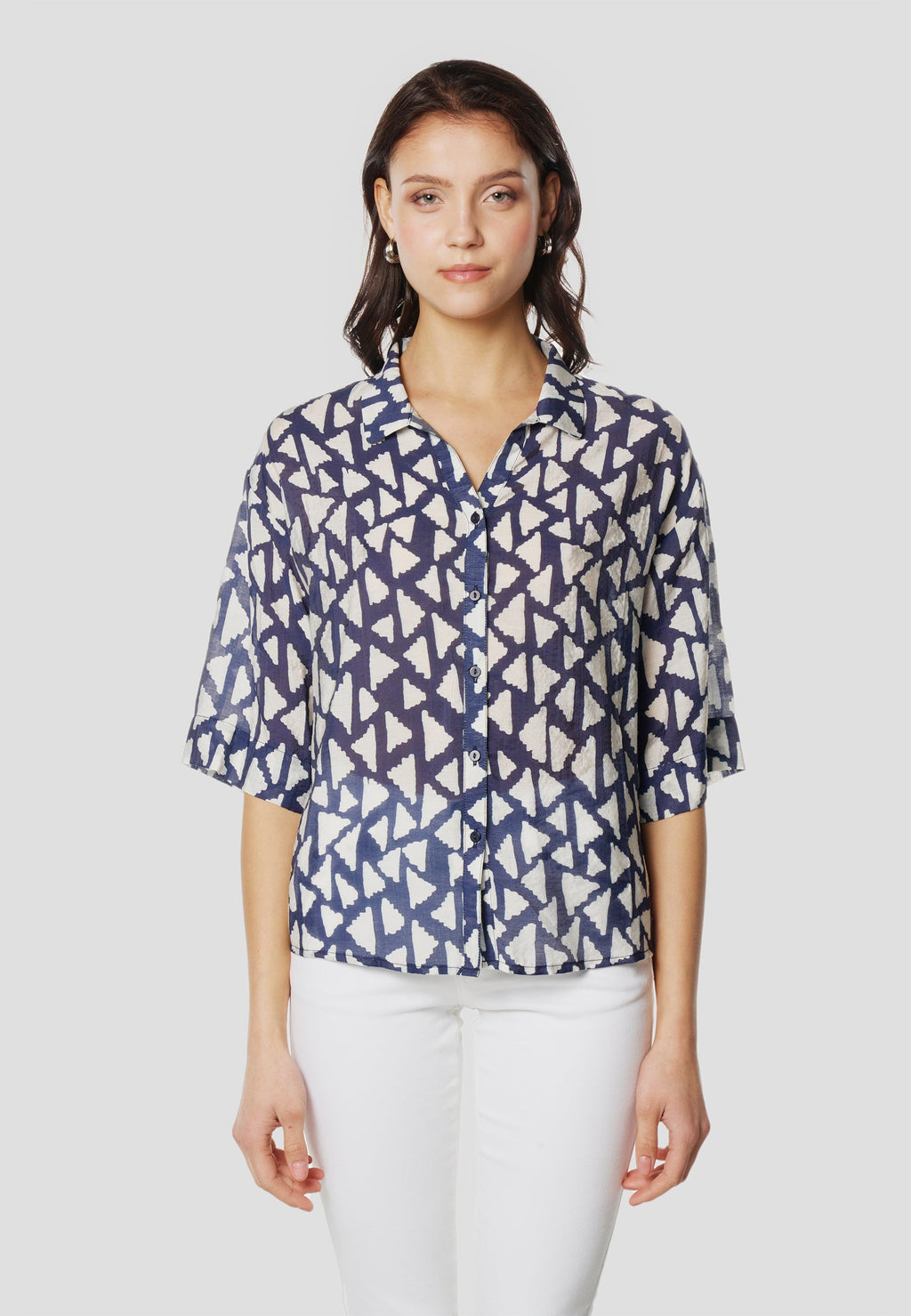 Camisa Mujer Manga Corta Estampada – Koroshi 2612BL11
