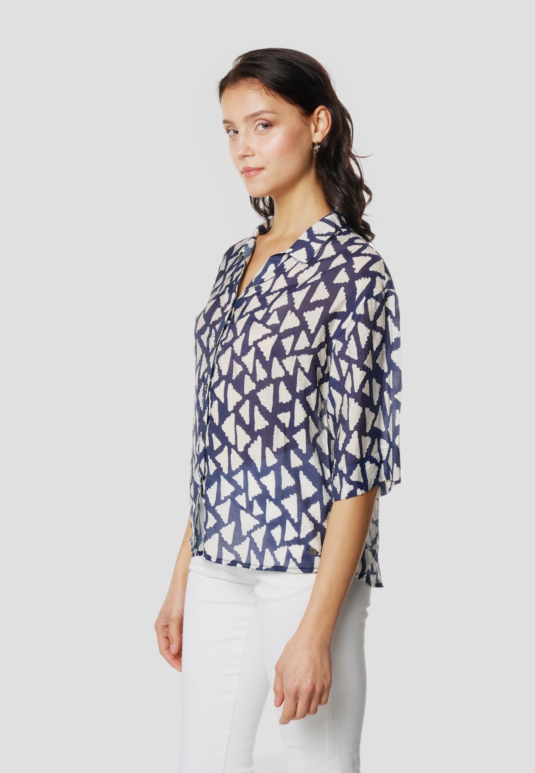 Camisa Mujer Manga Corta Estampada – Koroshi 2612BL11