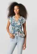 Blusa Mujer Manga Volante Estampada Cuello Pico – Koroshi Multicolor