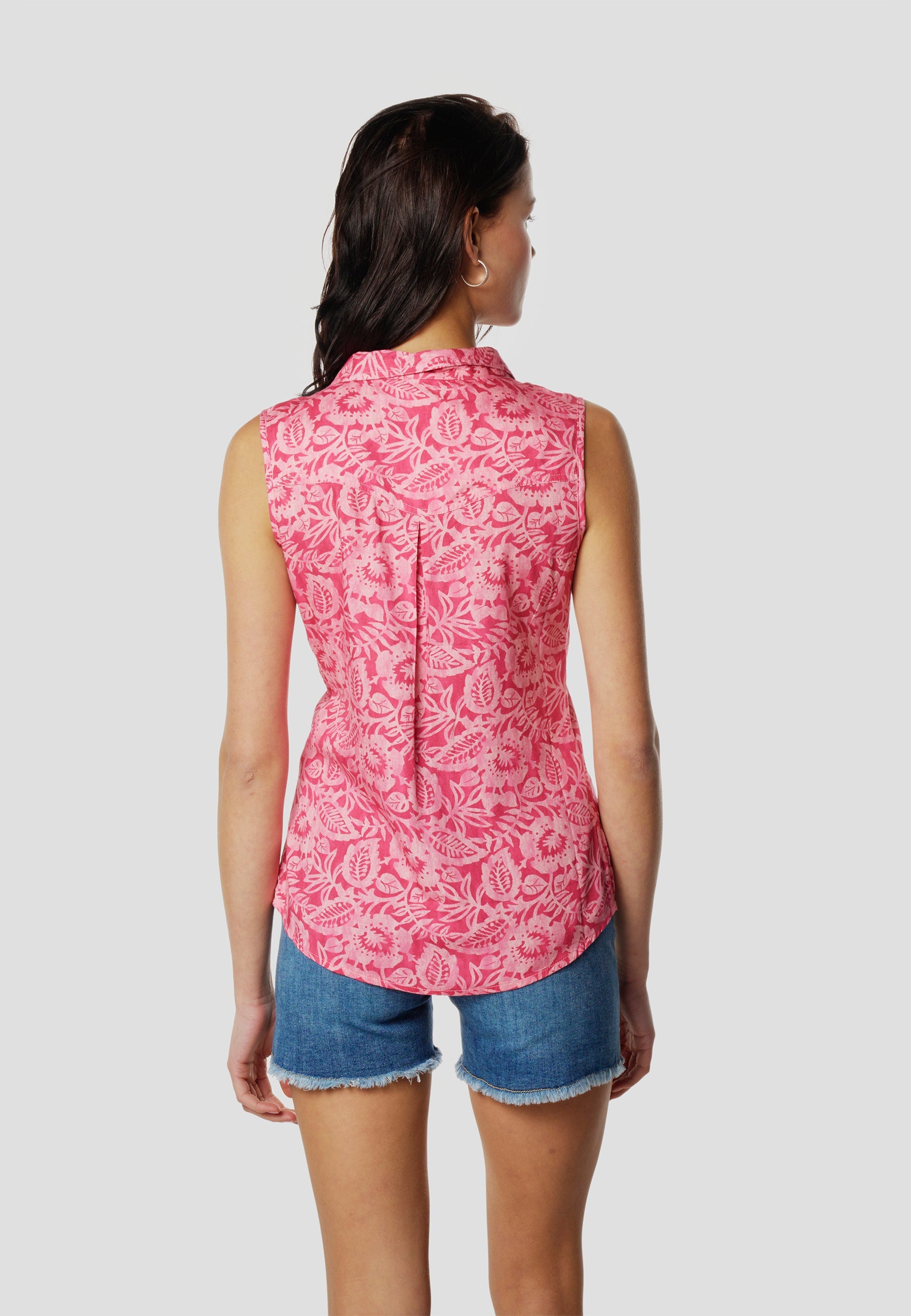 Blusa Mujer Sin Mangas Estampado Hojas Viscosa – Koroshi 2612BL78