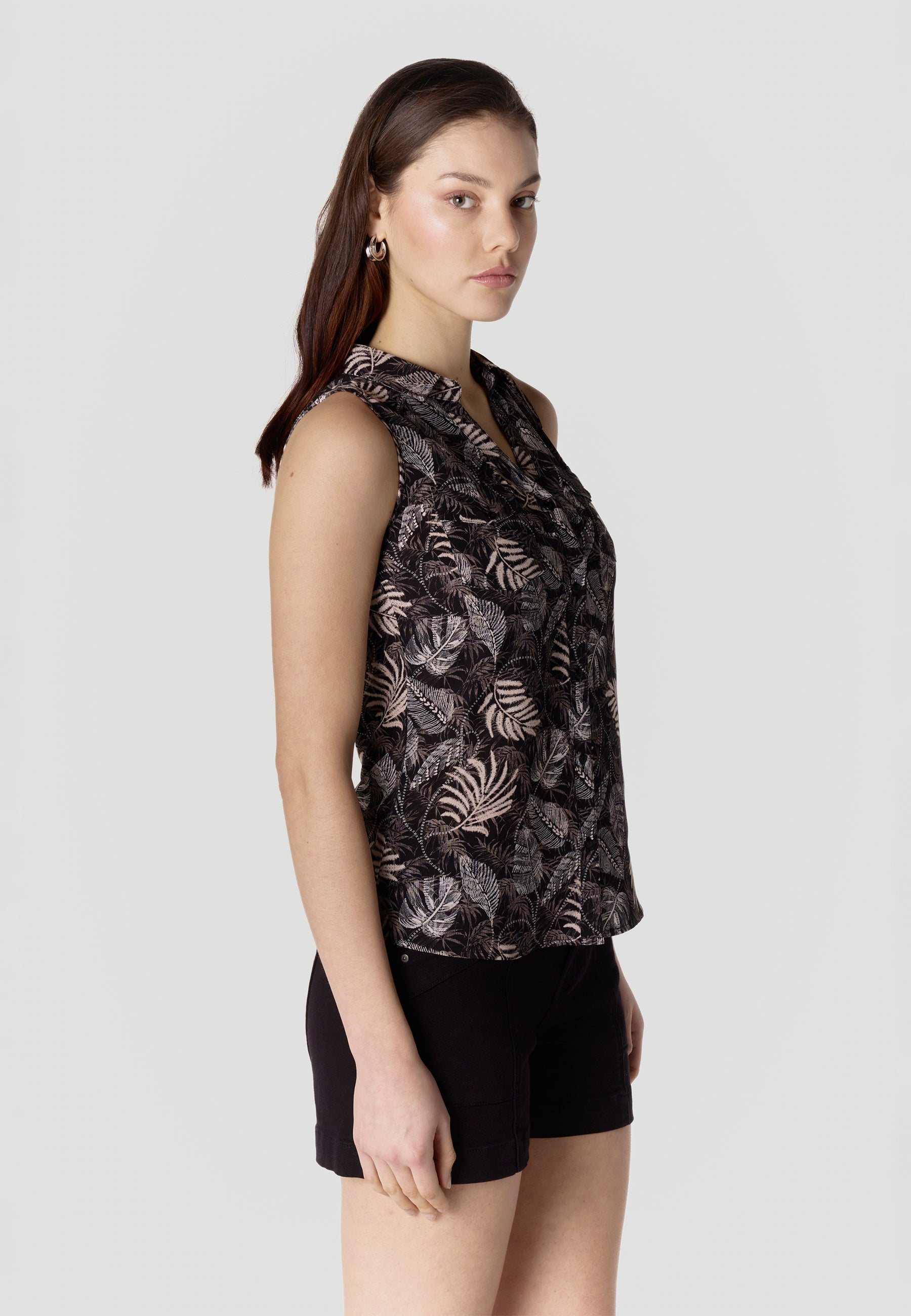 Camisa Mujer Sin Mangas Estampada Viscosa – Koroshi 2612BL79