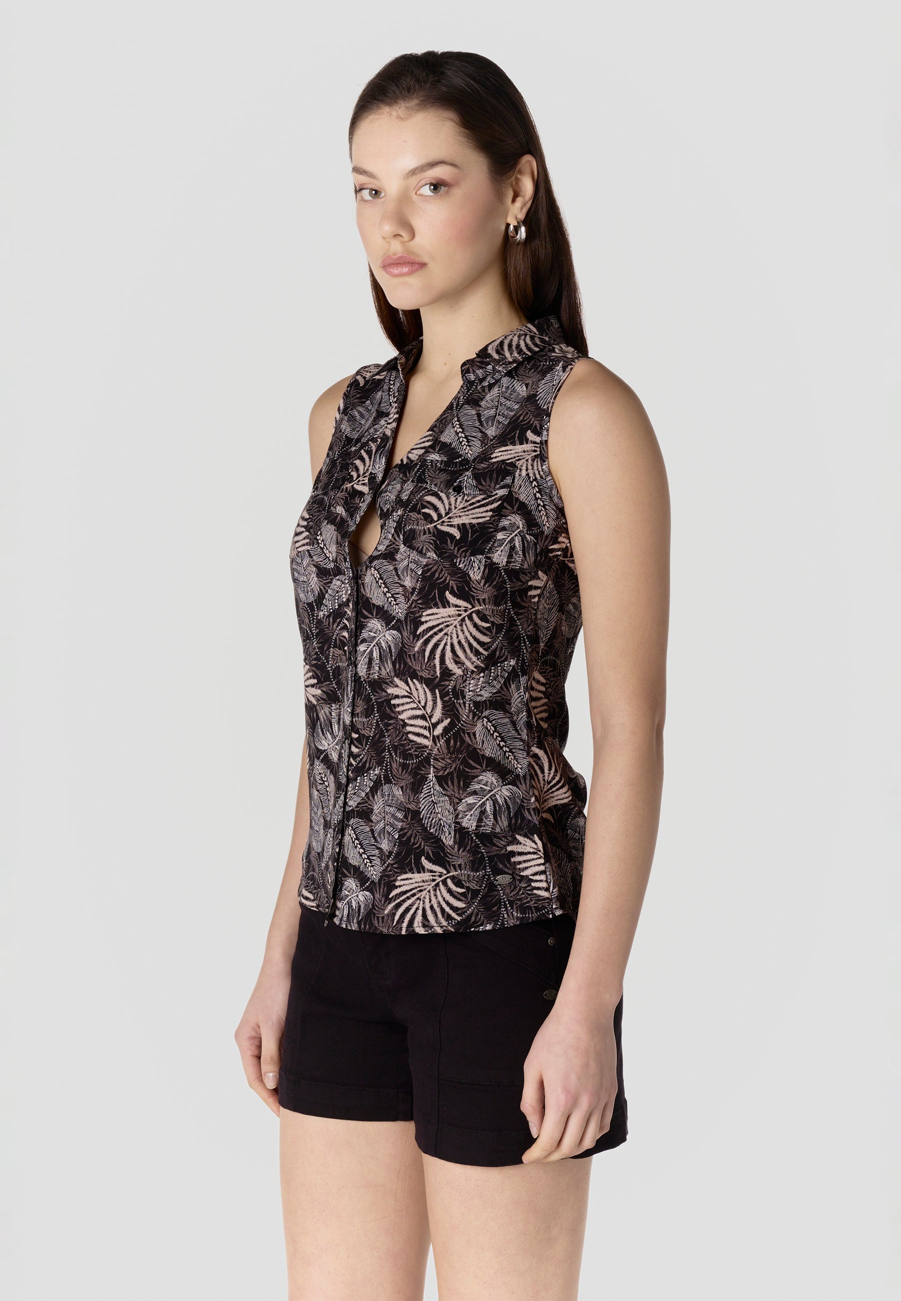 Camisa Mujer Sin Mangas Estampada Viscosa – Koroshi 2612BL79