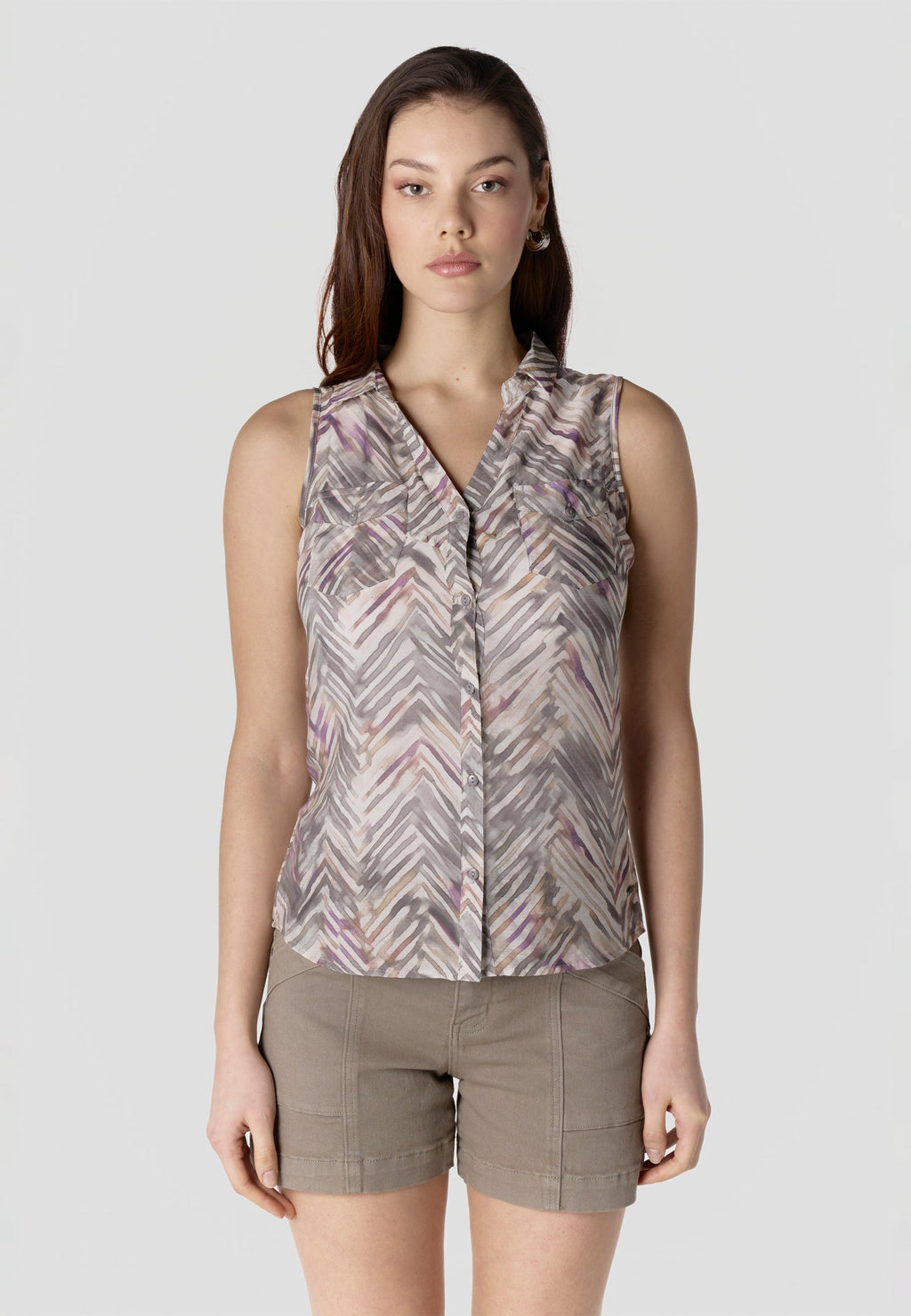 Camisa Mujer Sin Mangas Estampada Viscosa – Koroshi 2612BL79