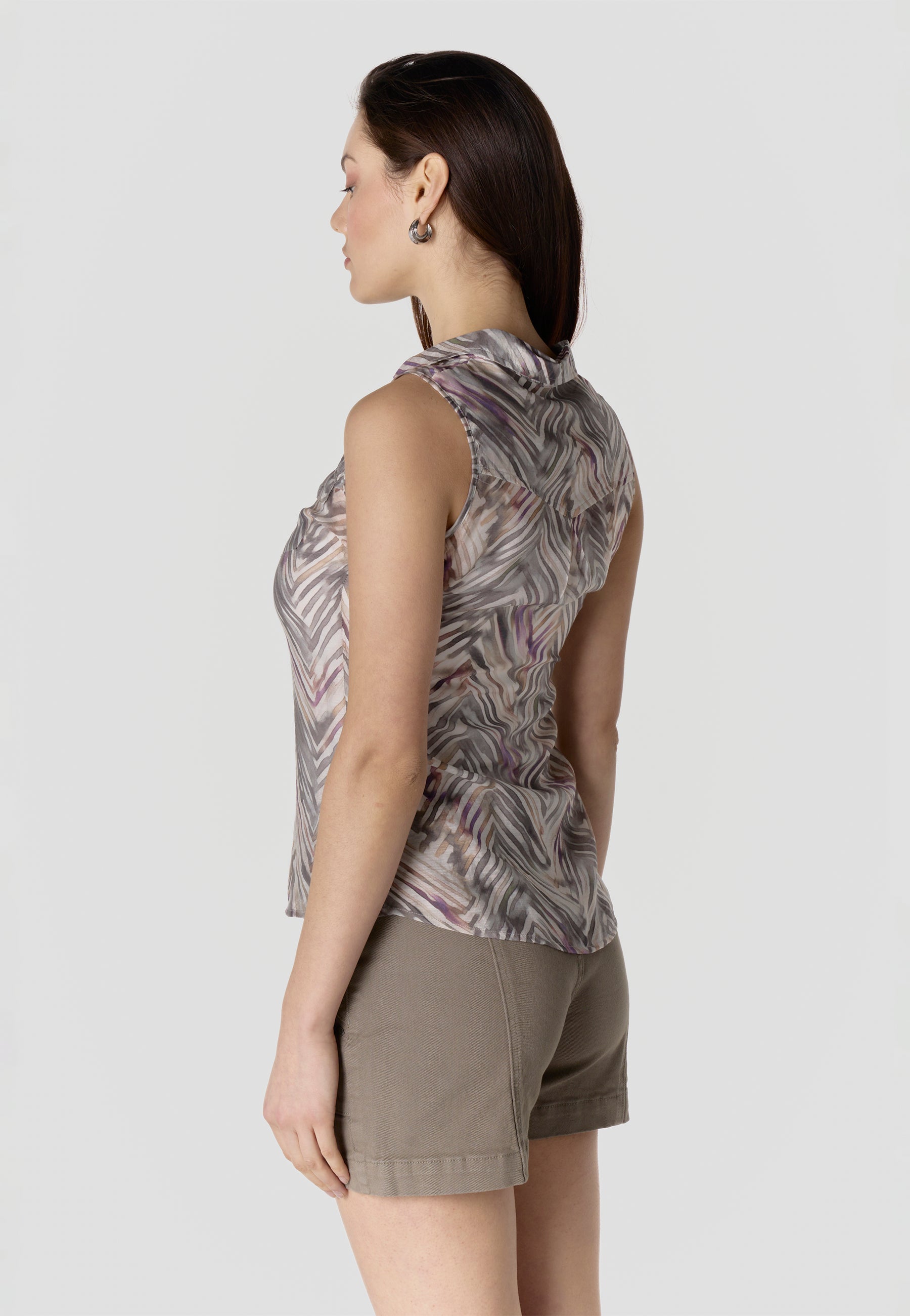 Camisa Mujer Sin Mangas Estampada Viscosa – Koroshi 2612BL79