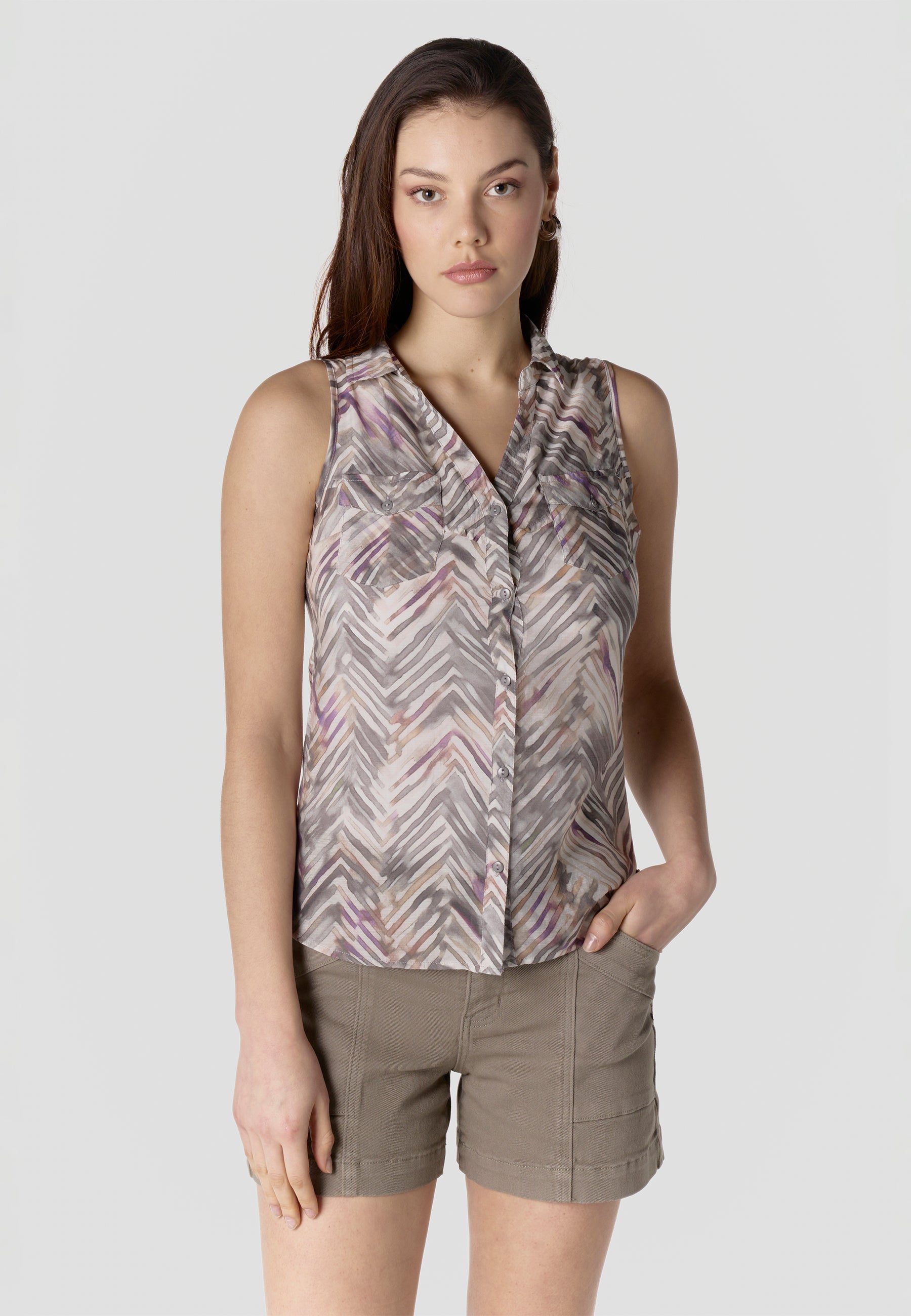 Camisa Mujer Sin Mangas Estampada Viscosa – Koroshi 2612BL79