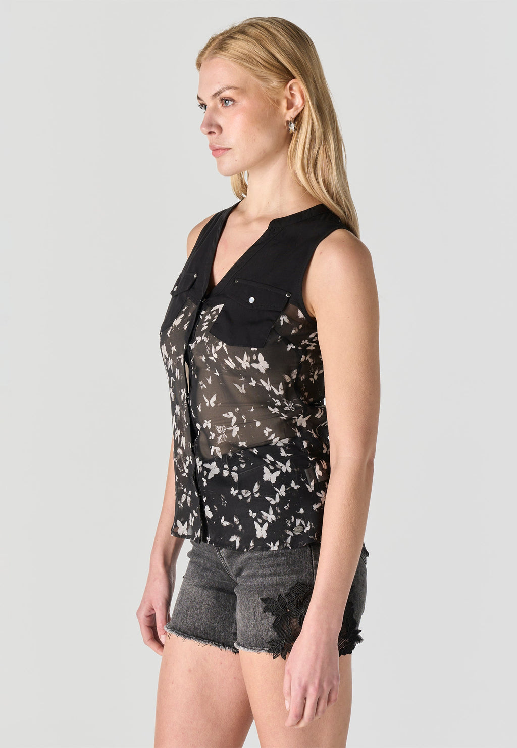 Blusa Mujer Sin Mangas Estampado Mariposa – Koroshi 2612BL81